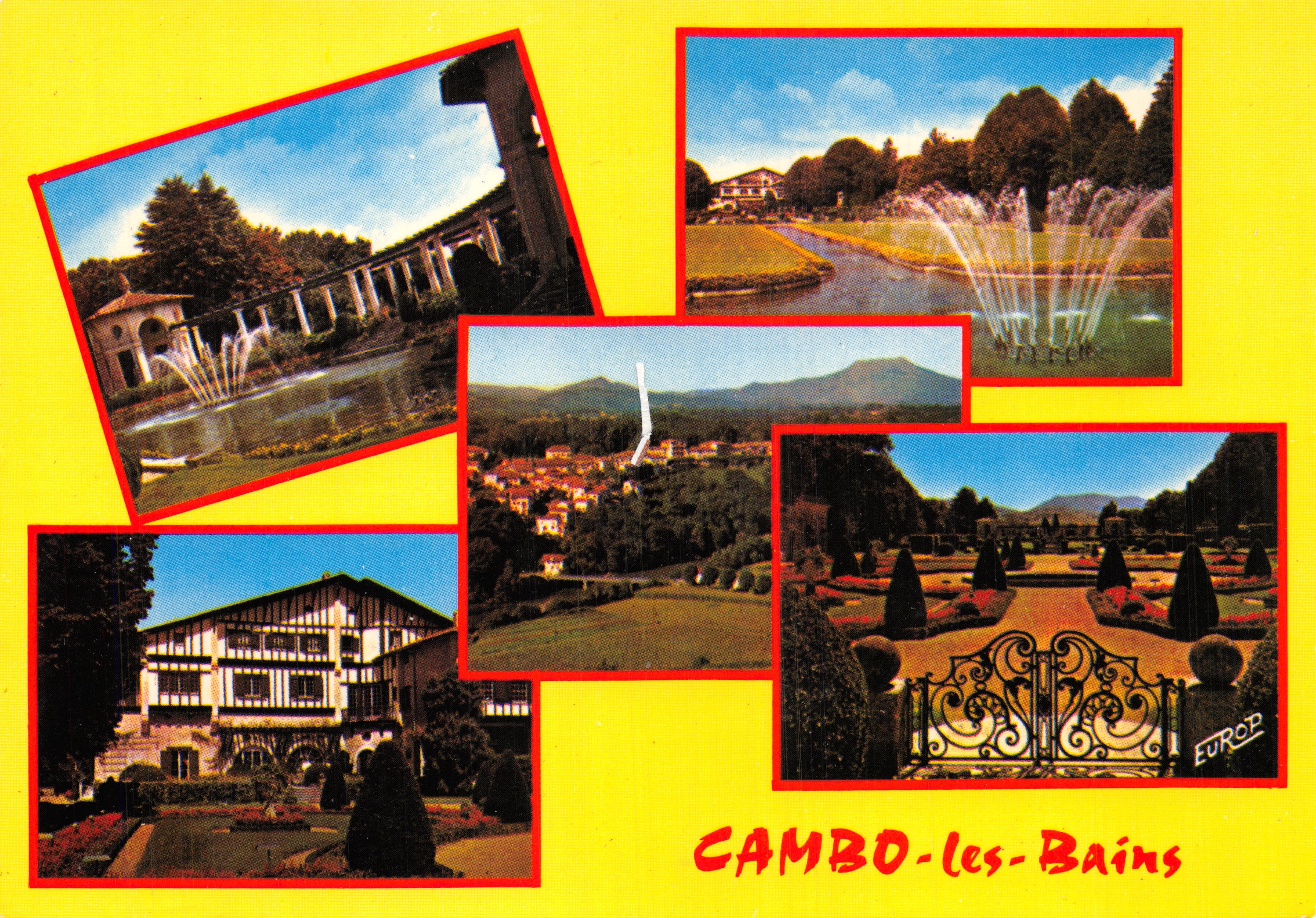 CAMBO-les-Bains — Panoramablick mit Fontänen, Gärten und Bergen — Verlag EUROPA
