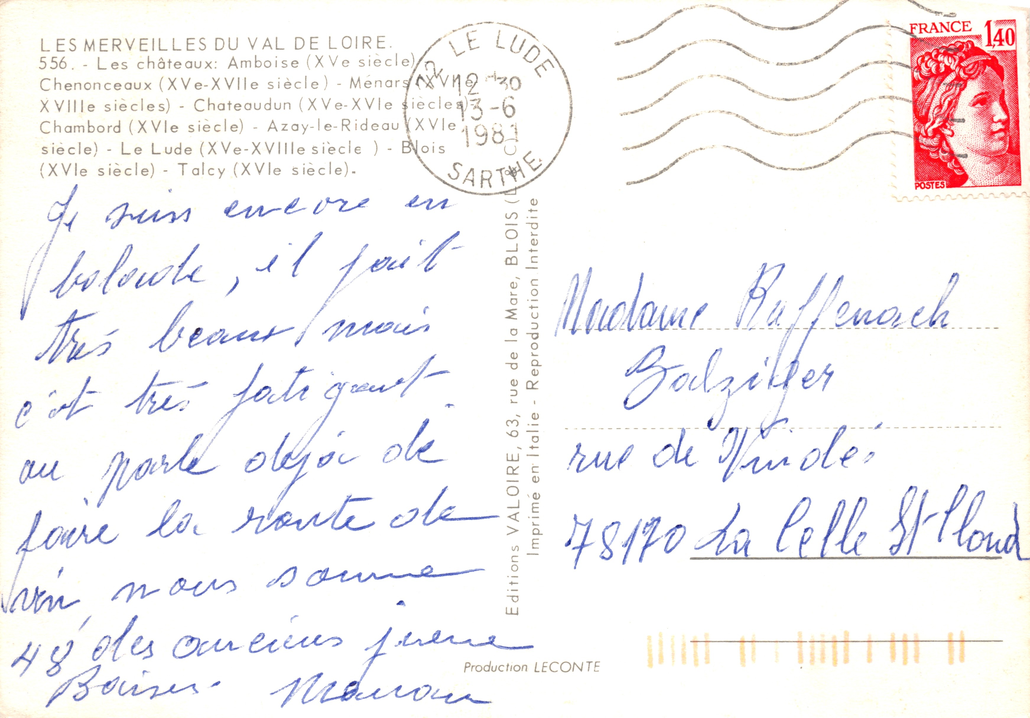 En el país de los castillos — collage de castillos del Valle del Loira — Editions LECONTE — Reverso