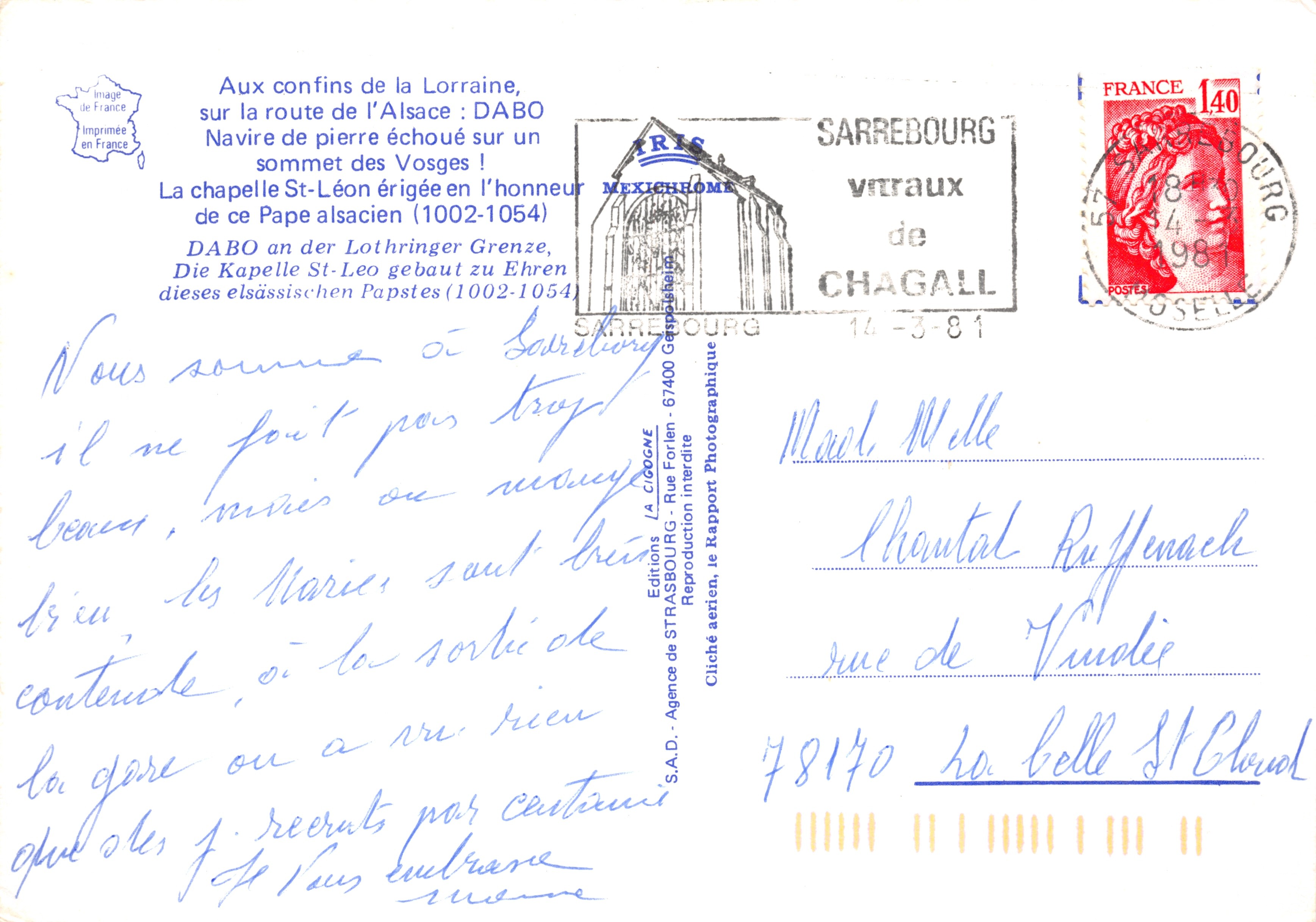 Chapel Saint-Léon — ruins on the summit of the Vosges — publisher IRIS — Back