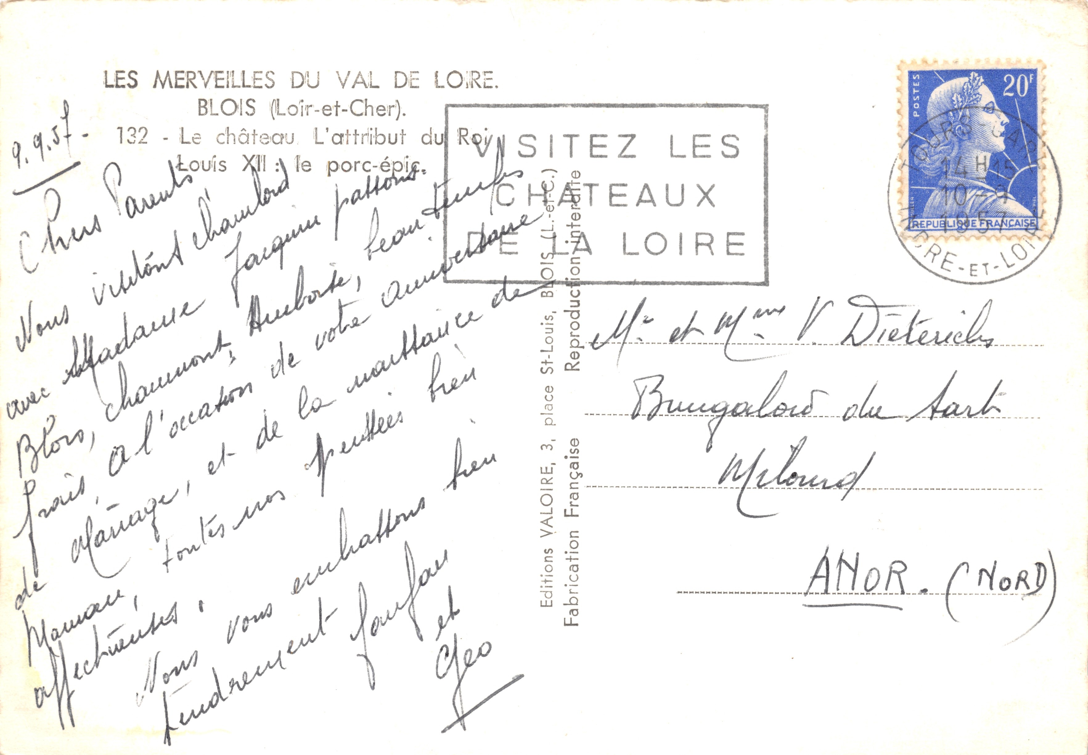 El castillo de Amboise — La atribución del Rey Luis XII: el erizo — Editor VALOIRE, n.º 132 — Reverso