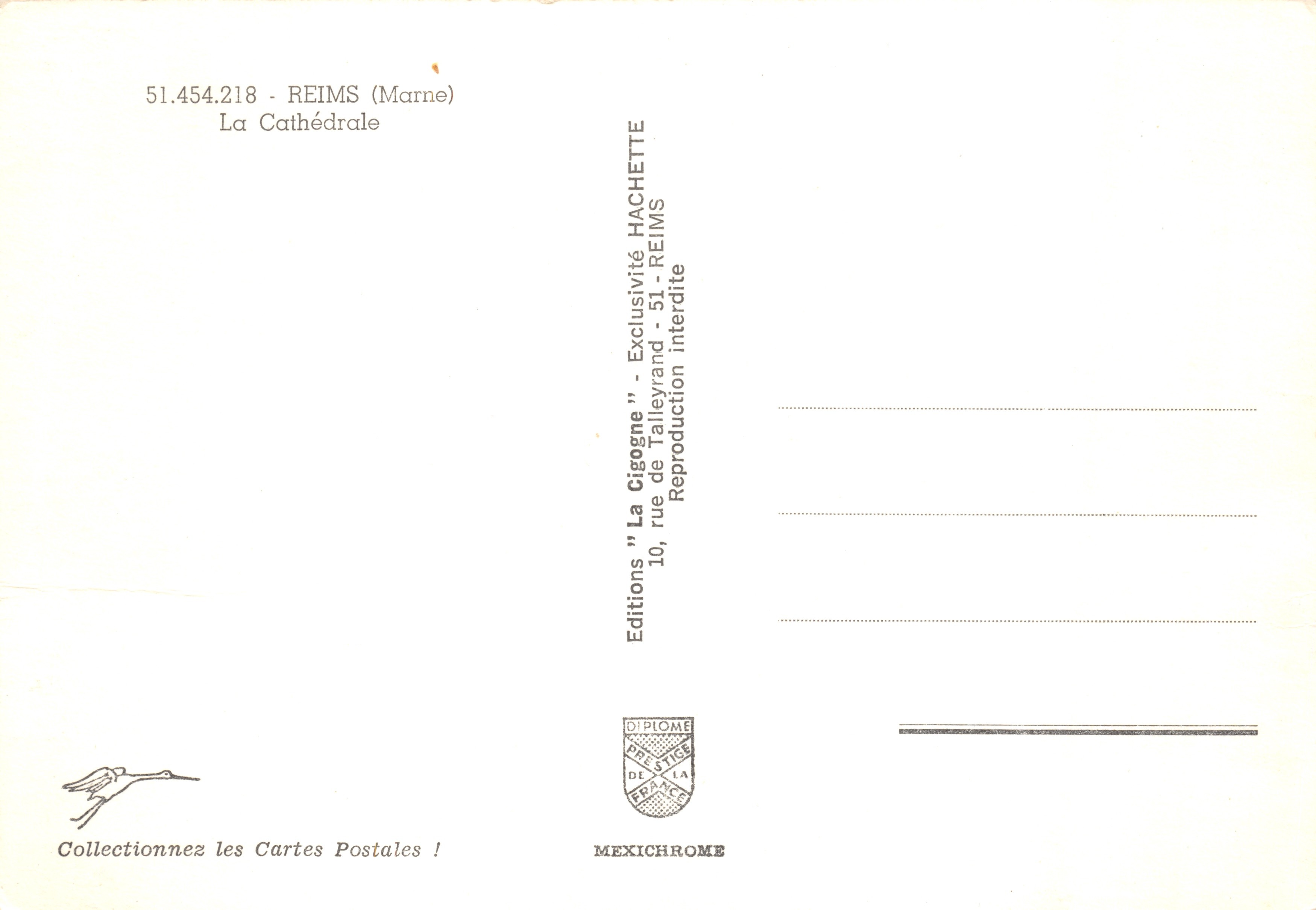 Reims — Catedral de Notre-Dame — Ediciones Hachette — Reverso