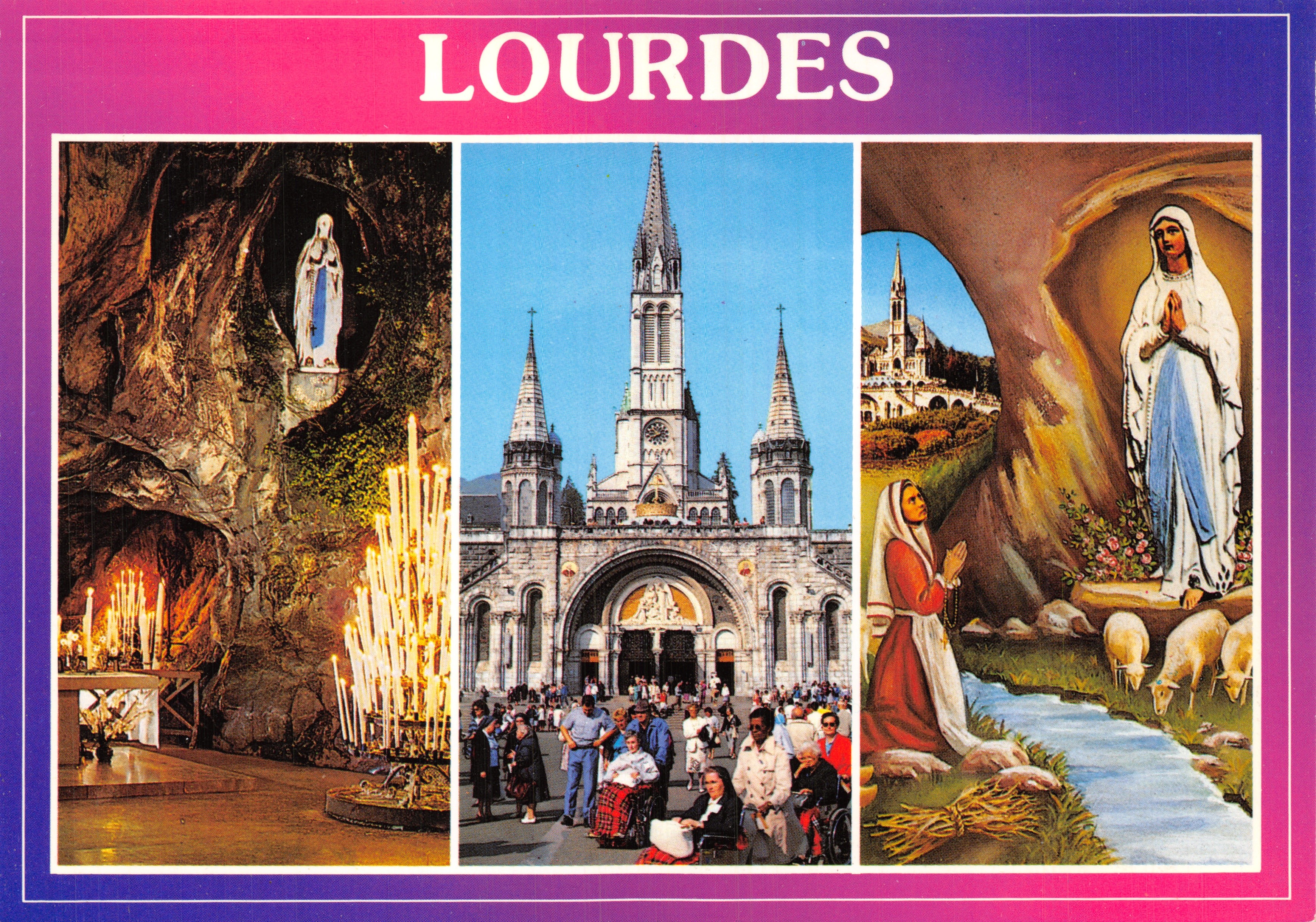 Lourdes — Grotta, Basilica e apparizione — editore A. DOUCET, n. C 268