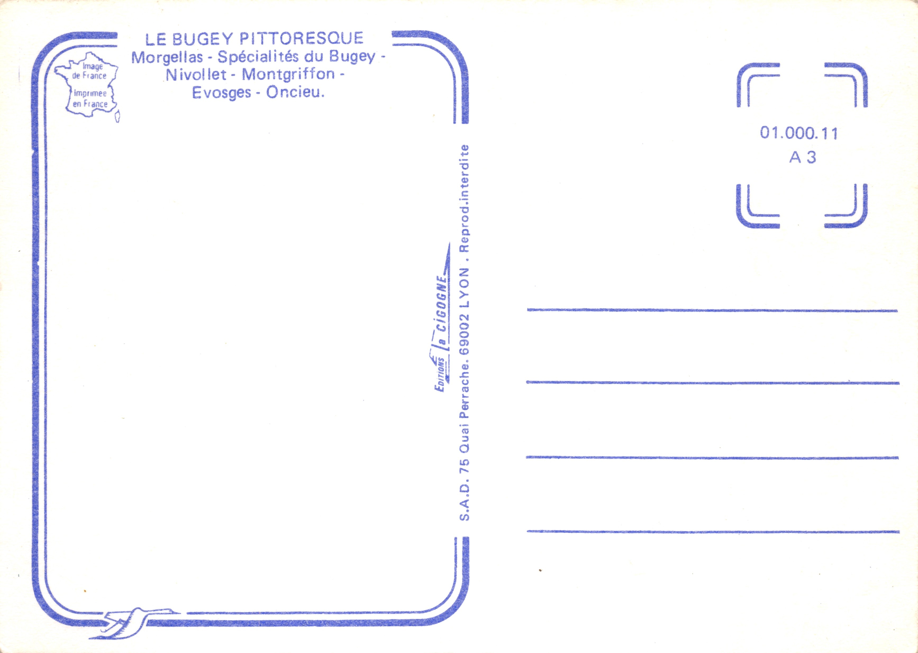 Bugey — specialiteiten van het Bugey — éditeur Cigogne — Achterkant