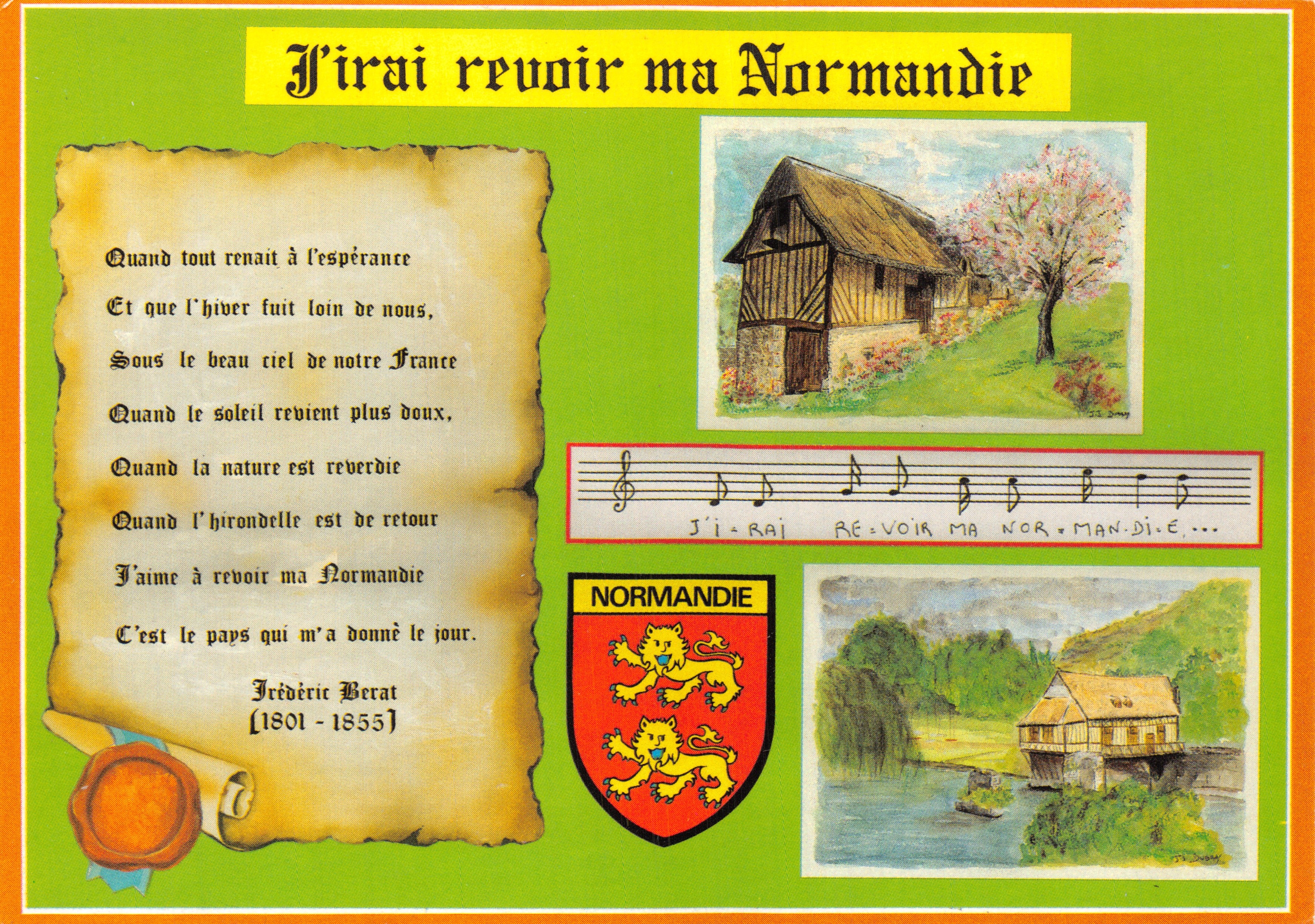 Mijn Normandië — landschap met houten huis en houten brug — ÉDITIONS DUBRAY