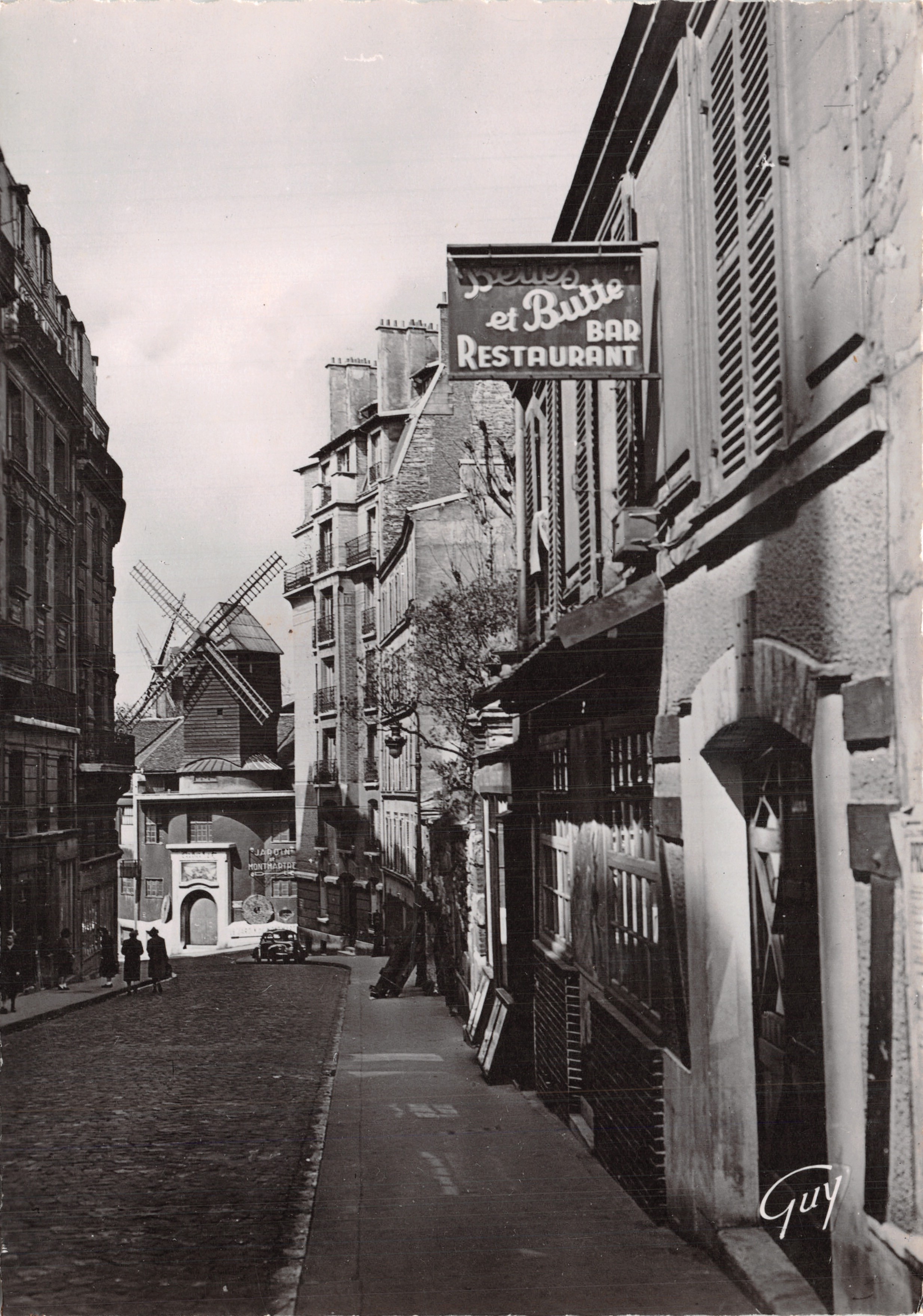 Montmartre — le Moulin de la Galette à l'angle des rues Lepic et Girardon — éditeur GUY