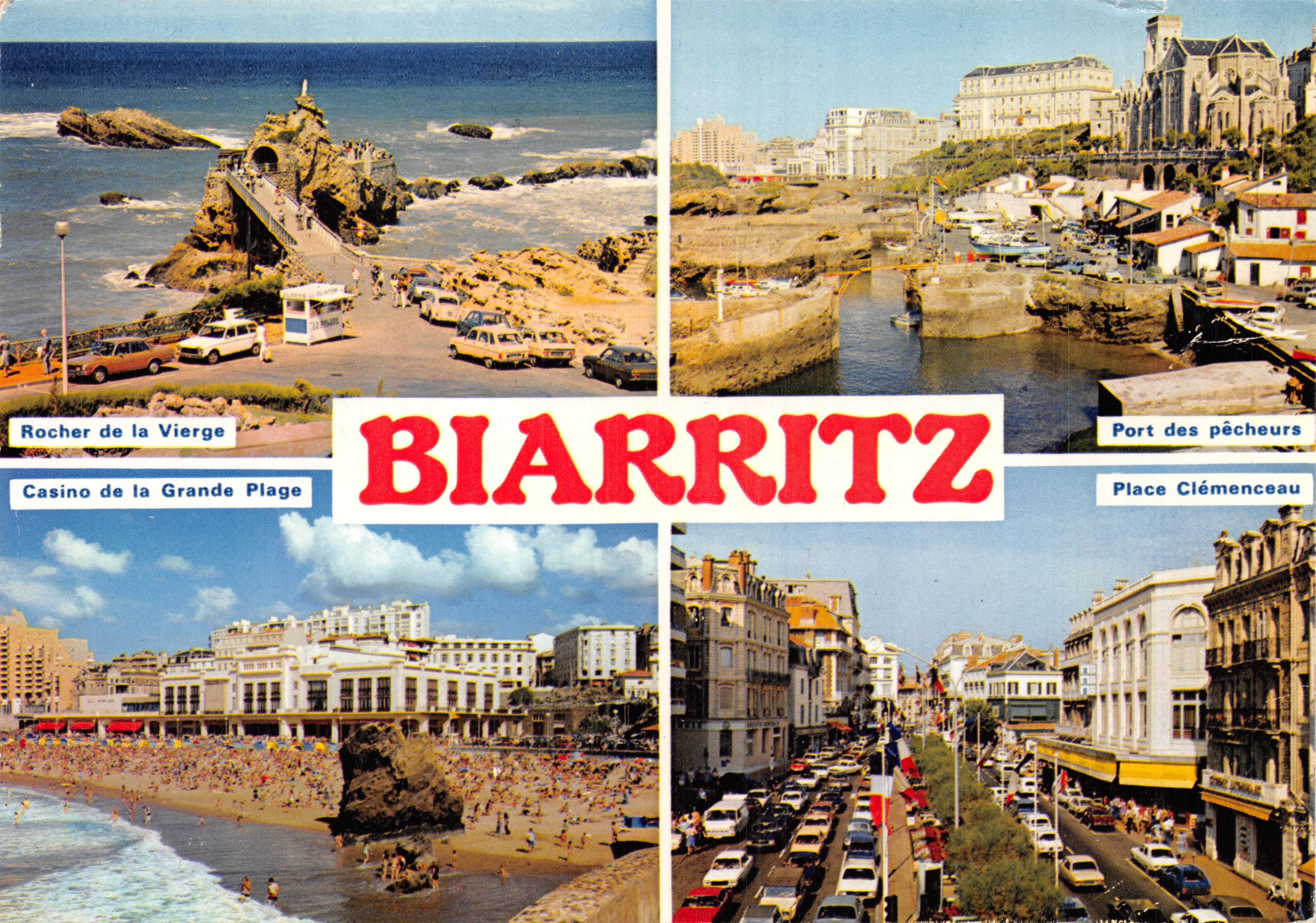 Biarritz — Rocher de la Vierge, Port des pêcheurs, Casino de la Grande Plage, Place Clémenceau — éditeur (G-H) © cap-théâlac b.p. 15 87350 pénal
