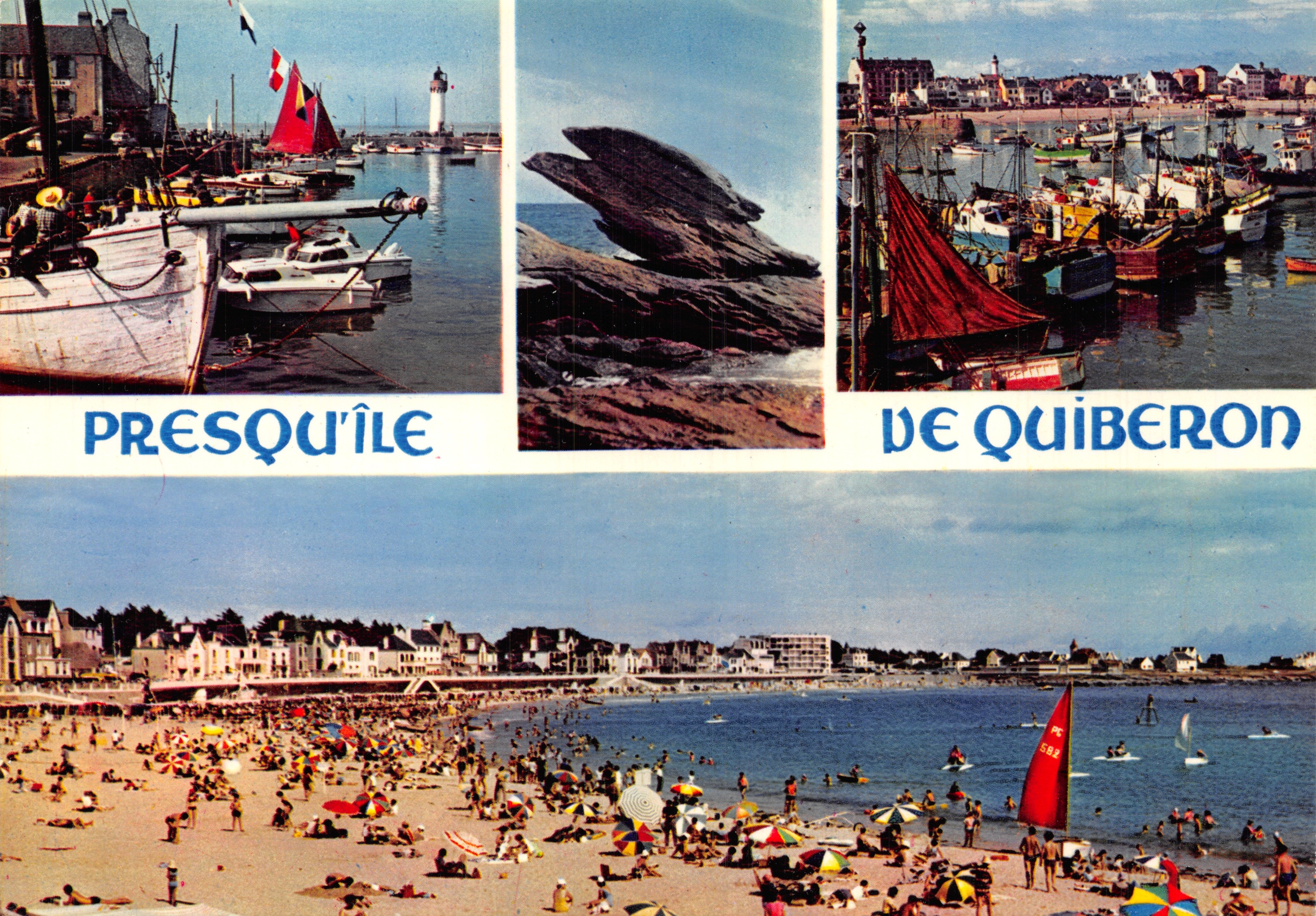Presqu'île de Quiberon — vue panoramique de la plage et du port — Éditeur : IRIS JOS