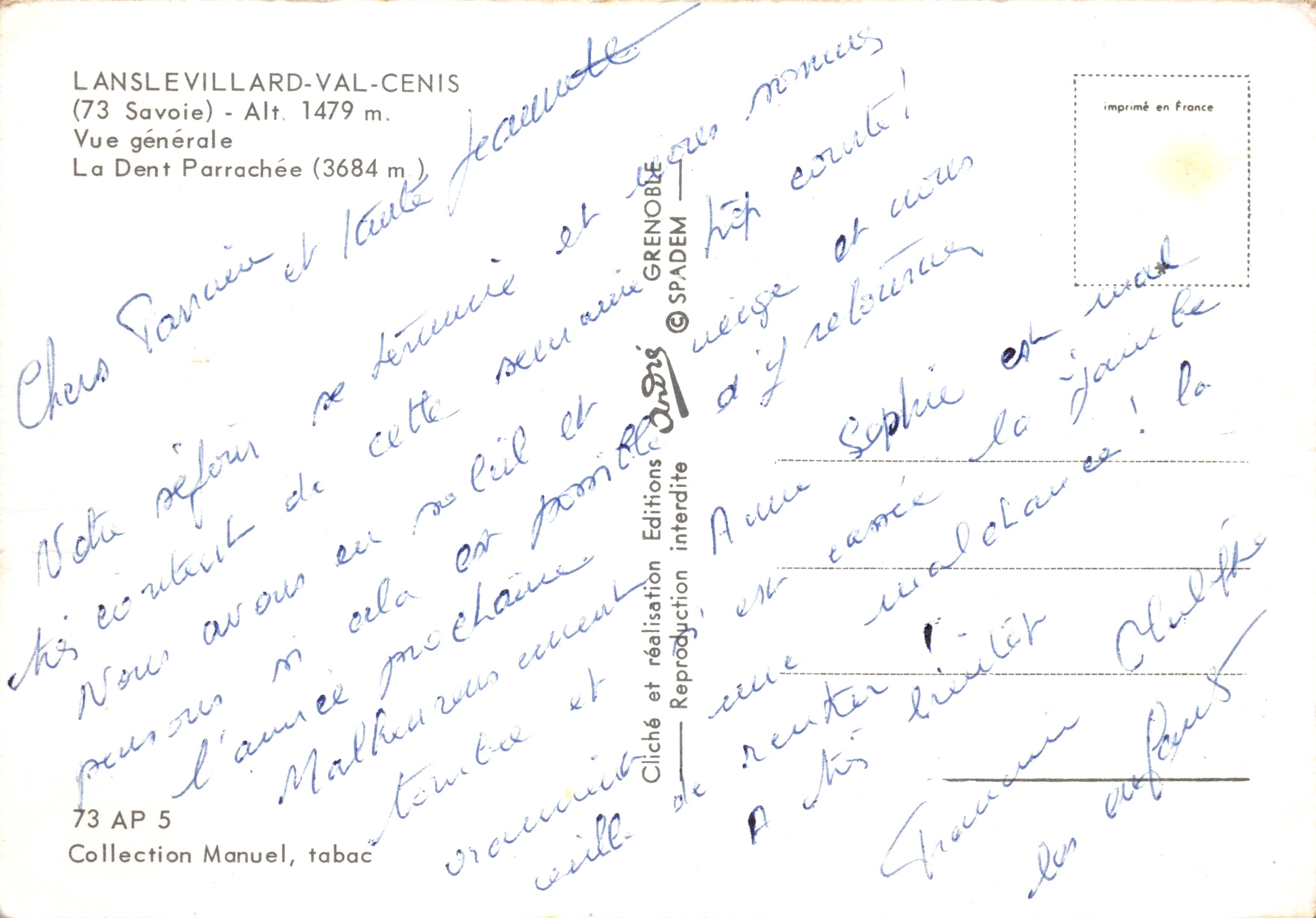 Lanslevillard-Val-Cenis — Vue générale de la Dent Parrachée et de la haute terrasse enneigée — Éditions SPADEM — Reverso