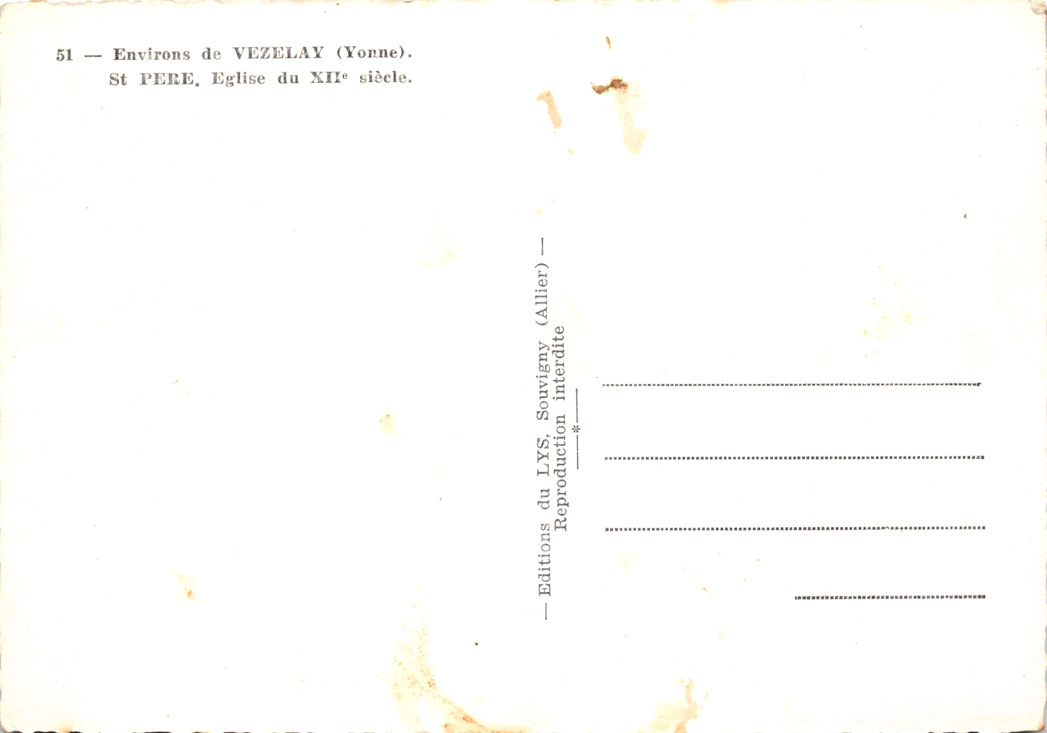 Saint-Père — Kerk van de 12e eeuw — Éditions du LYS, Souvigny (Allier) — Achterkant