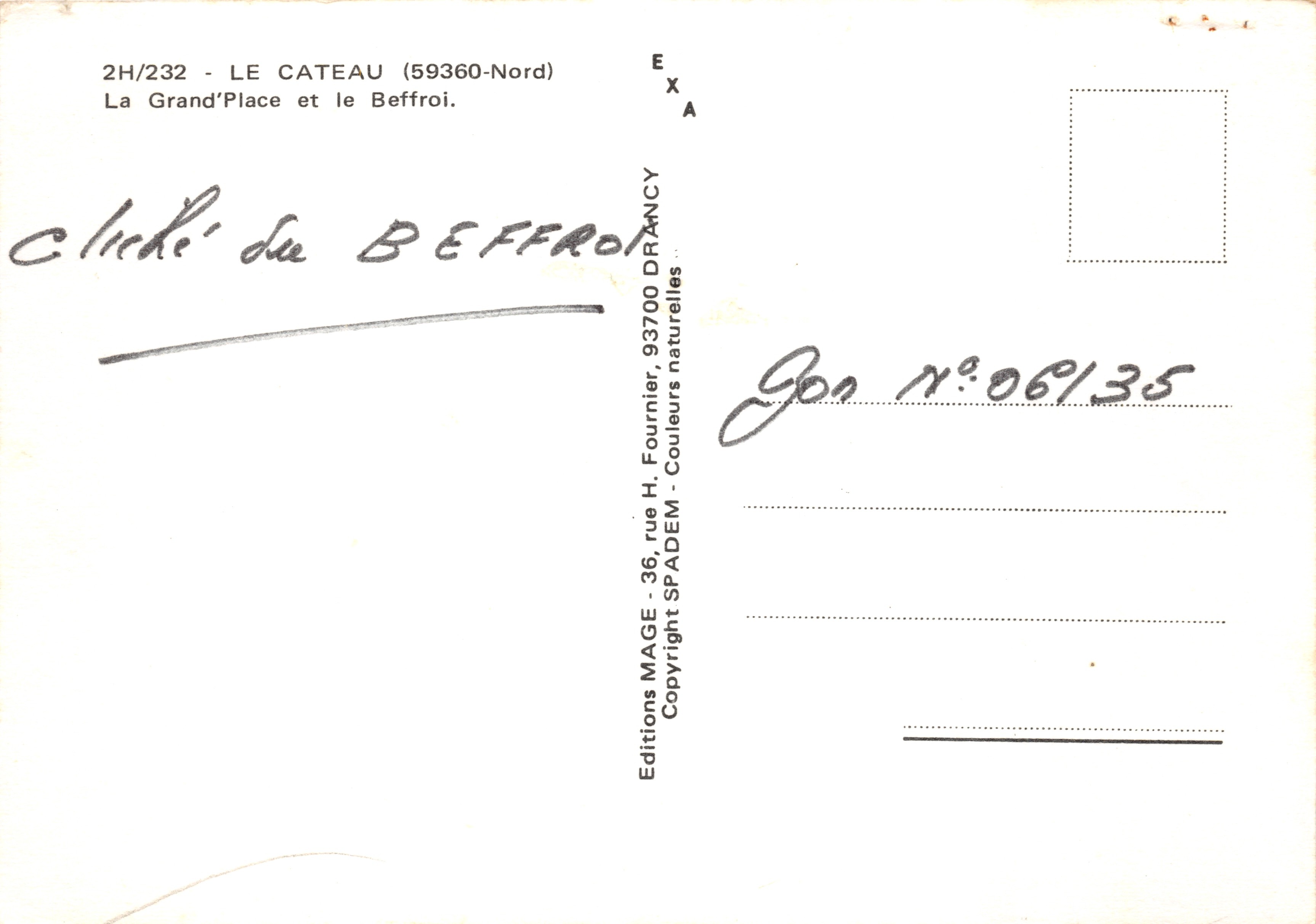 Le Cateau-Cambrésis — Place du Marché y Beffroi — Editions H. Fournier, Drancy — Reverso