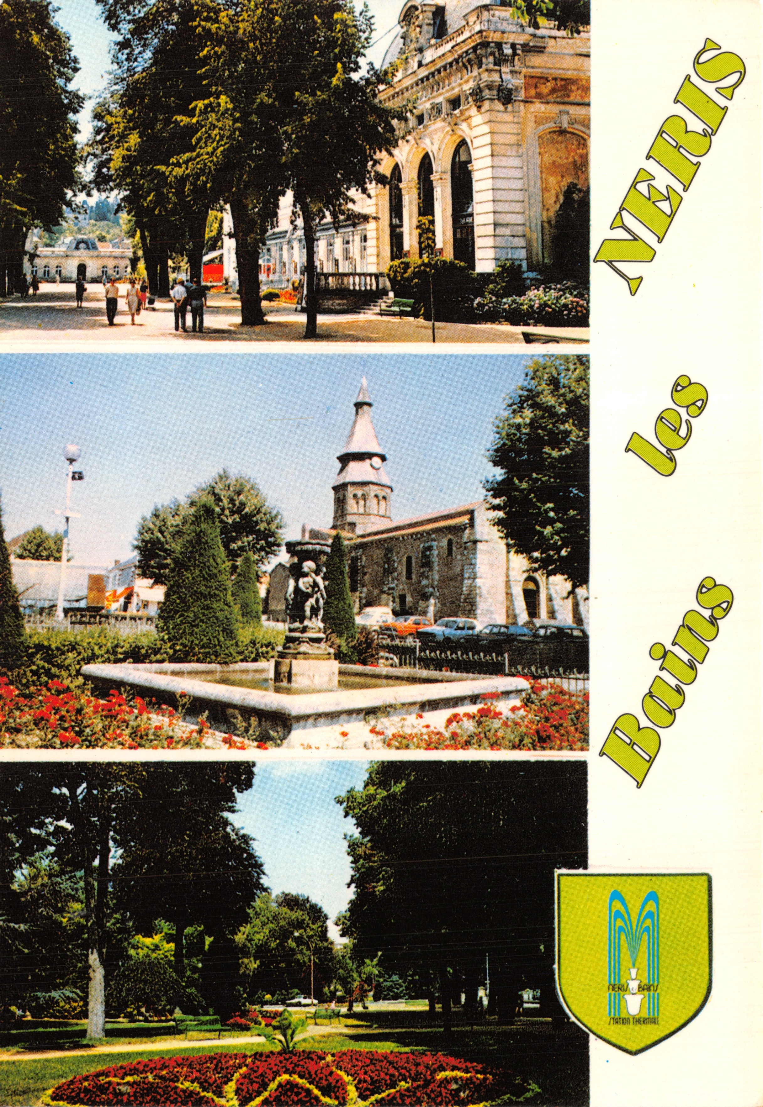 Neris-les-Bains — vista del ayuntamiento, fuente y parque — Éditions LYS