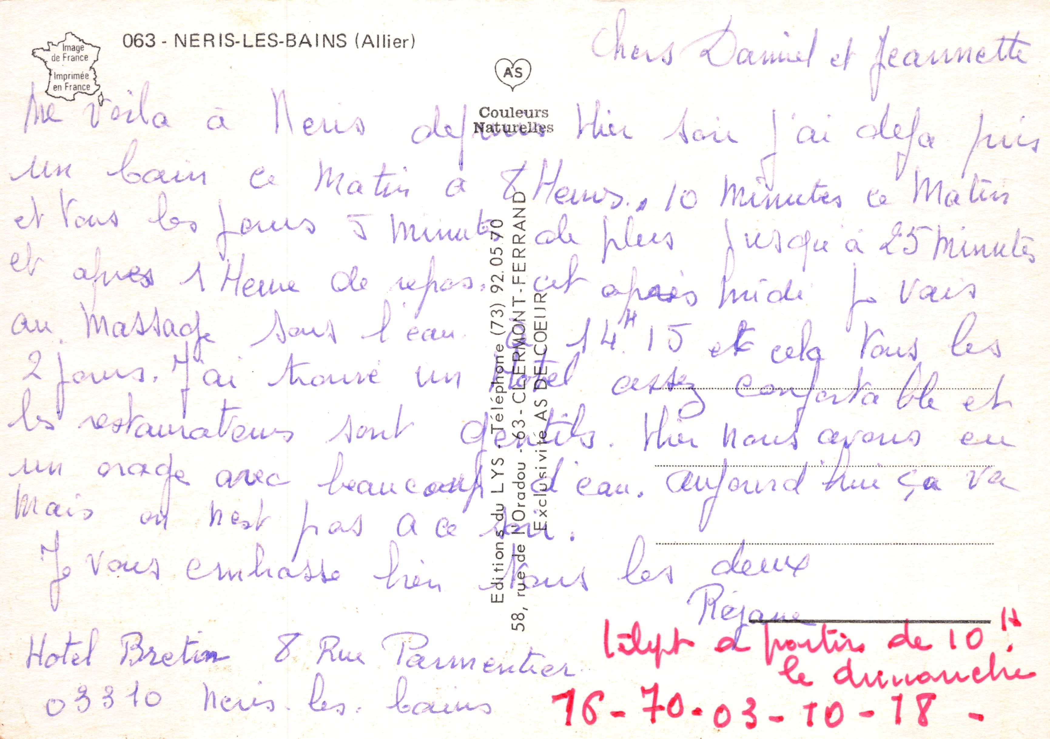 Neris-les-Bains — Fuente y jardín — Éditions AS Delcoëtillard — Reverso