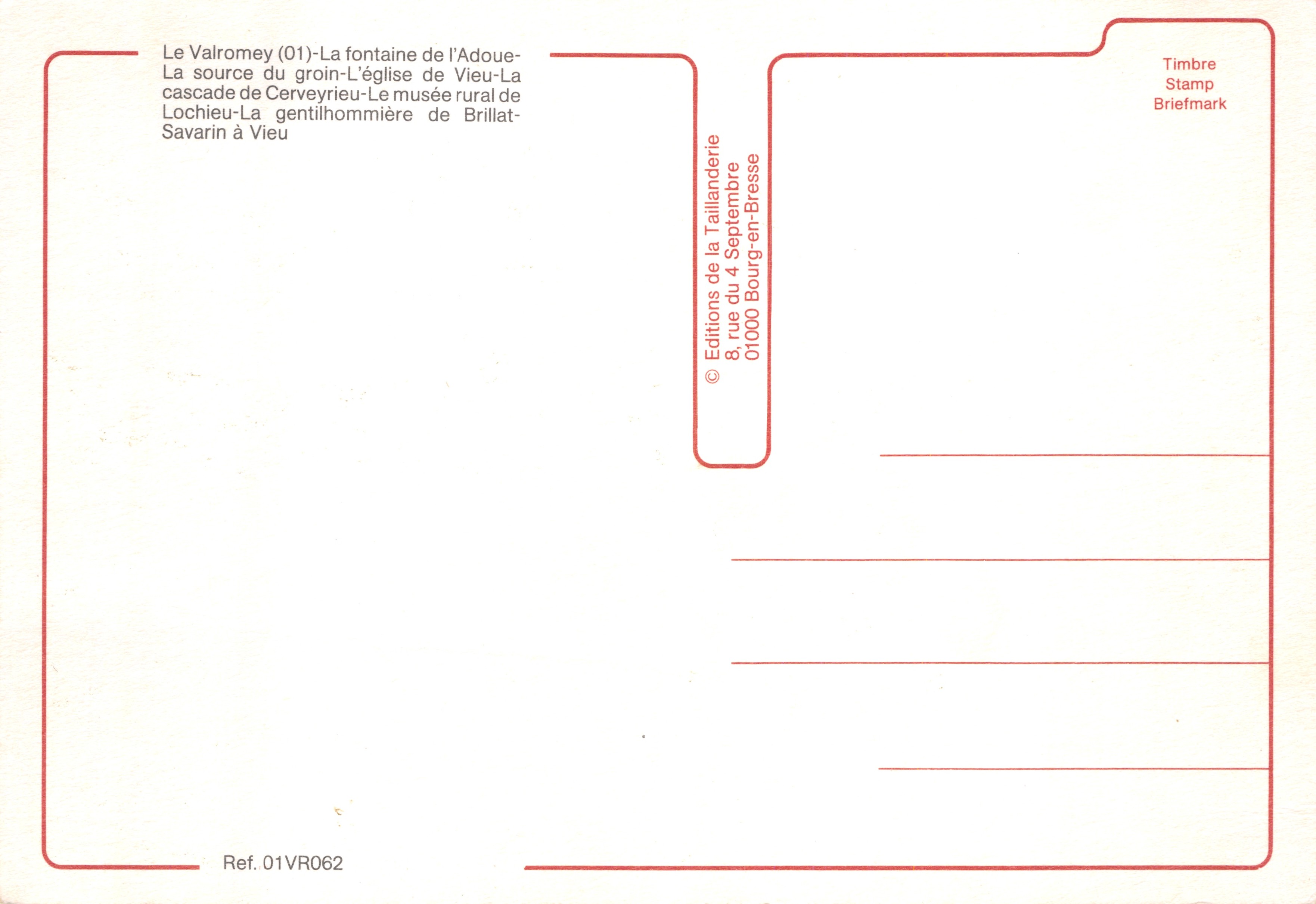 Le Valromey — vue de la grotte de Notre-Dame de la Nativité, de la cascade de Cerveyrieu, de l'église et du château — Éditions de la Taillanderie — Reverso