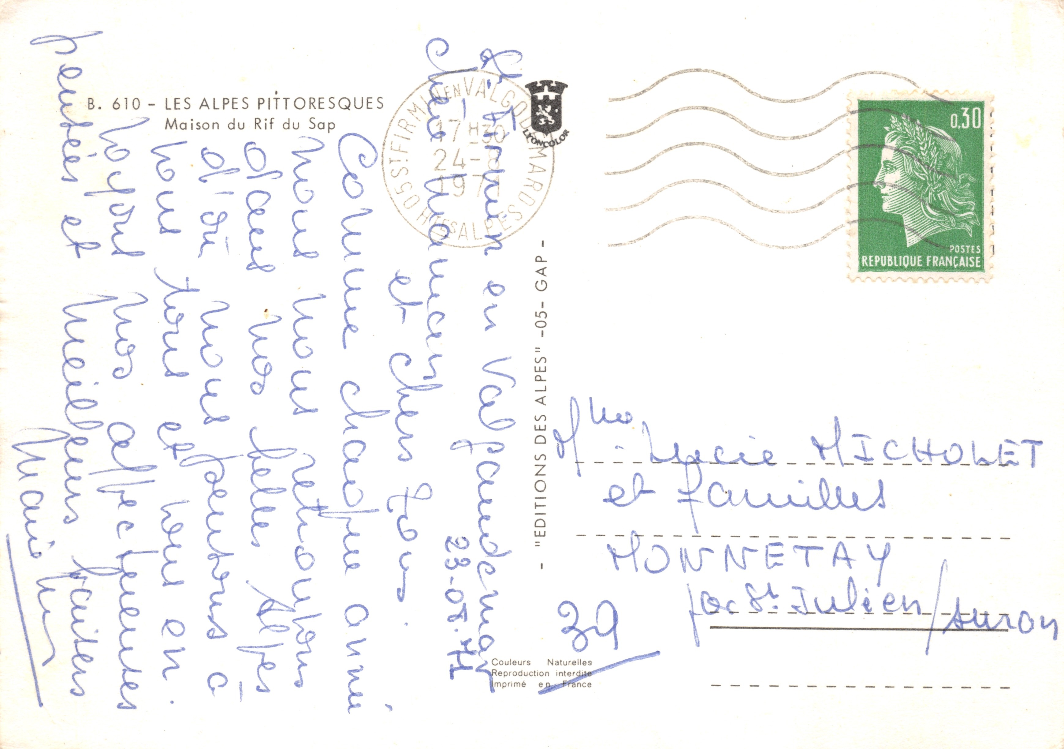 Casa del Rif — Las Alpes Pittorescas — ÉDITIONS DES ALPES — Reverso
