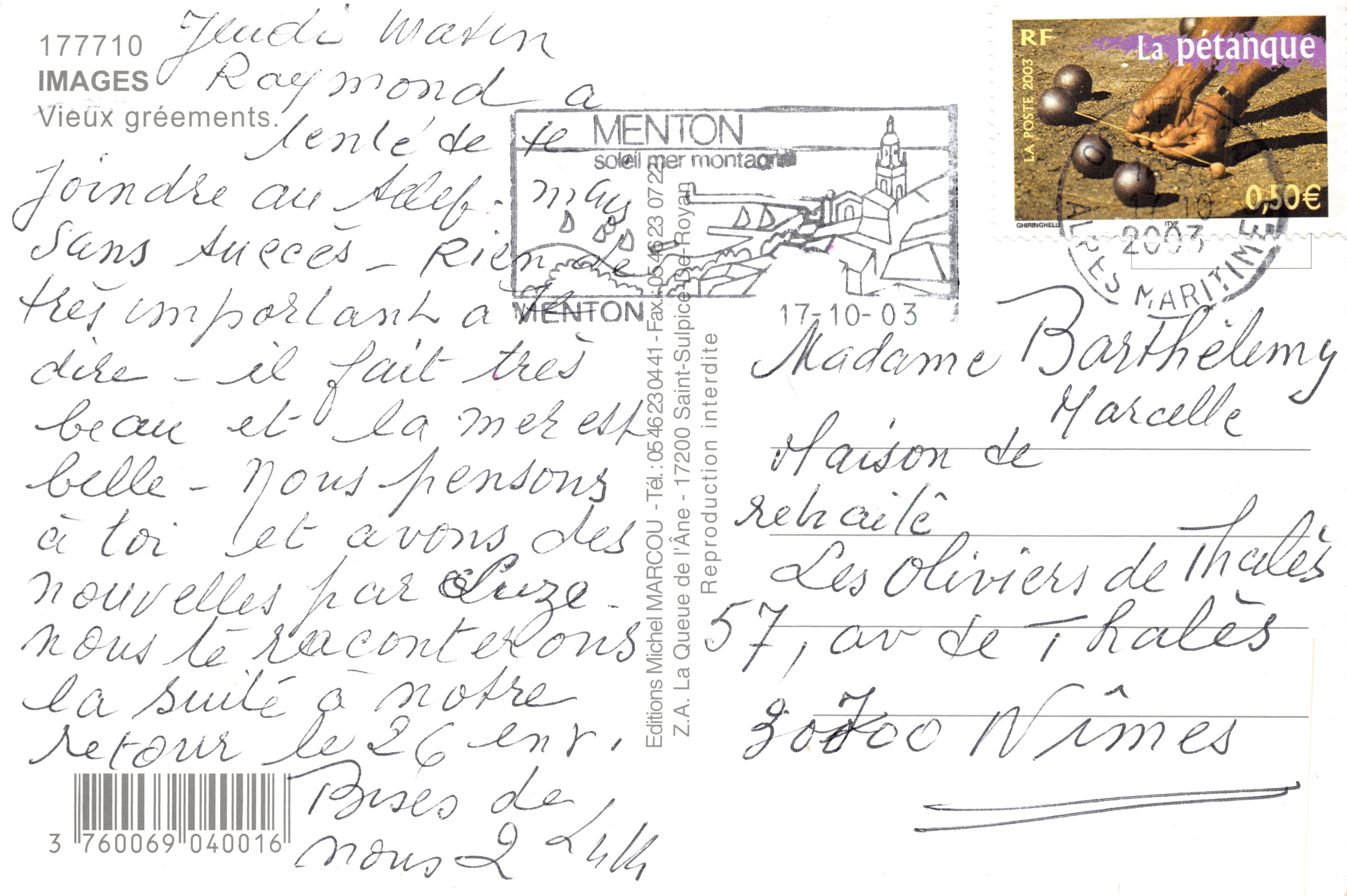 Vieux Gréements — Scènes de voiliers traditionnels — Éditions Michel MARCOU — Achterkant