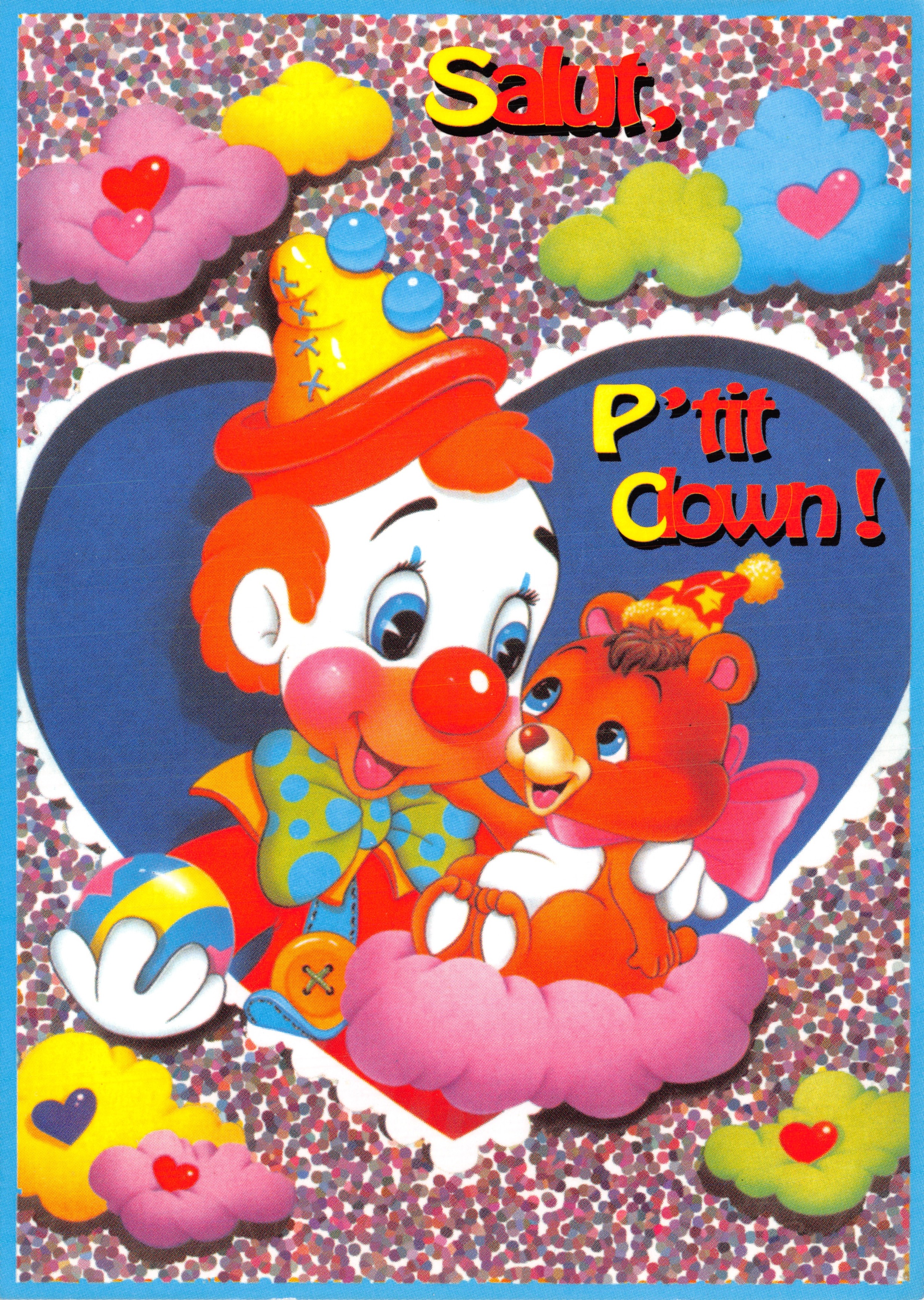Payaso y oso — escena de amor en un corazón — Éditions Rhodania, n° R 962101/A