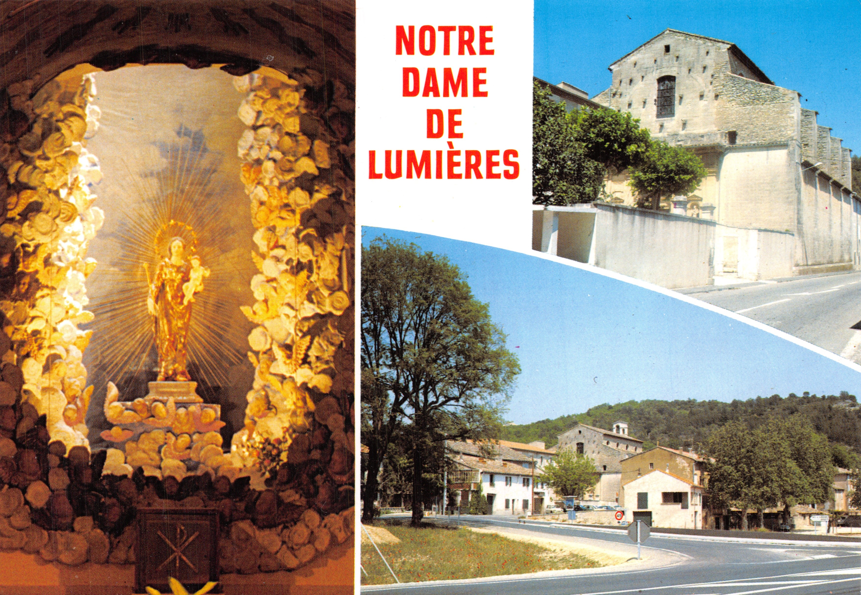 Notre-Dame de Lumières — statua della Vergine circondata da conchiglie e chiesa — Éditions de Provence G.A.L. - Carpentras