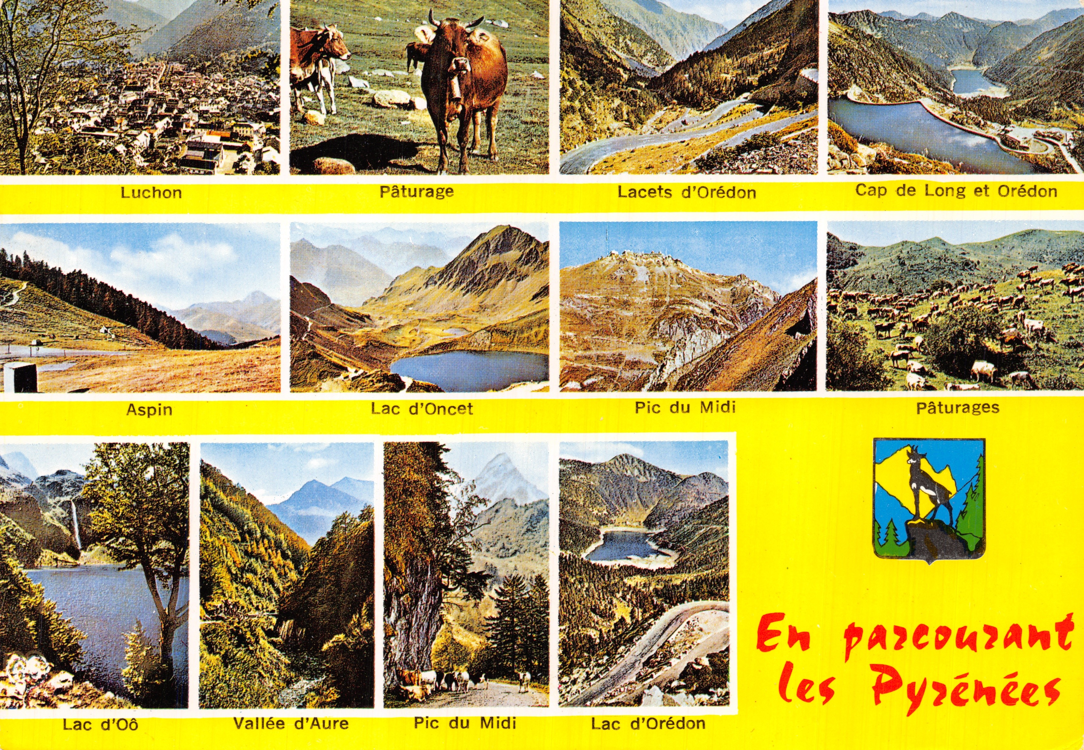 Percorrendo le Alpi Pyrenei — Montagne, laghi e pascoli in collage — Società delle Carte Postali APA-POUX, ALBI
