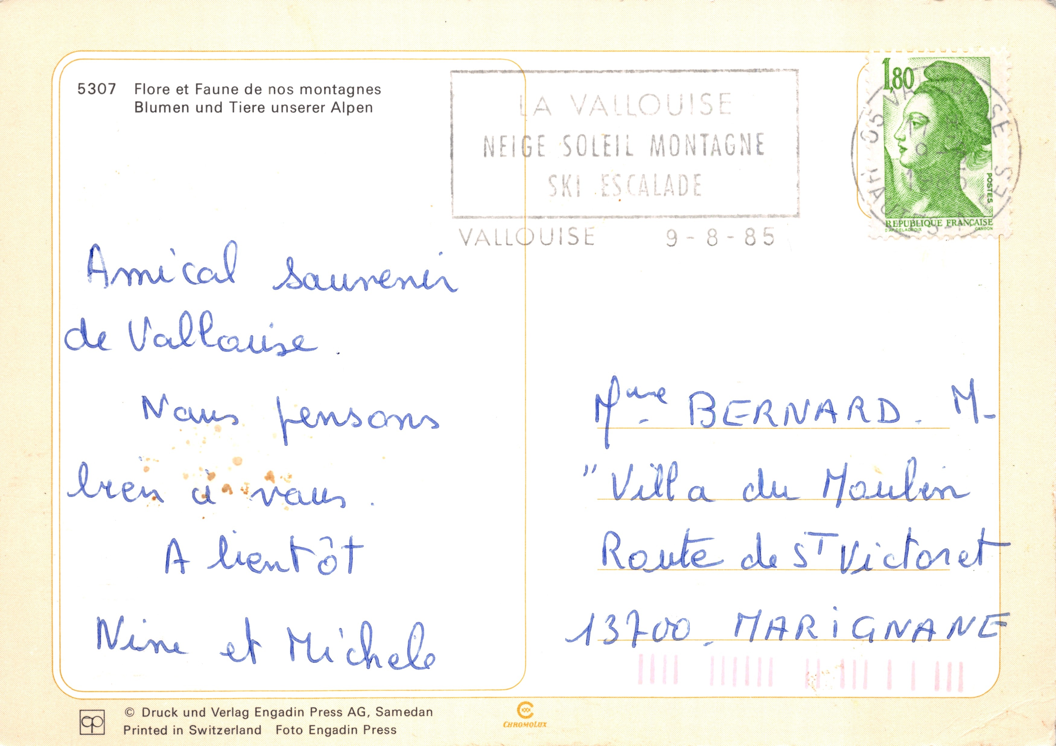 Flora und Fauna unserer Berge — 5307 — Druck und Verlag Engadin Press AG, Samedan — Rückseite