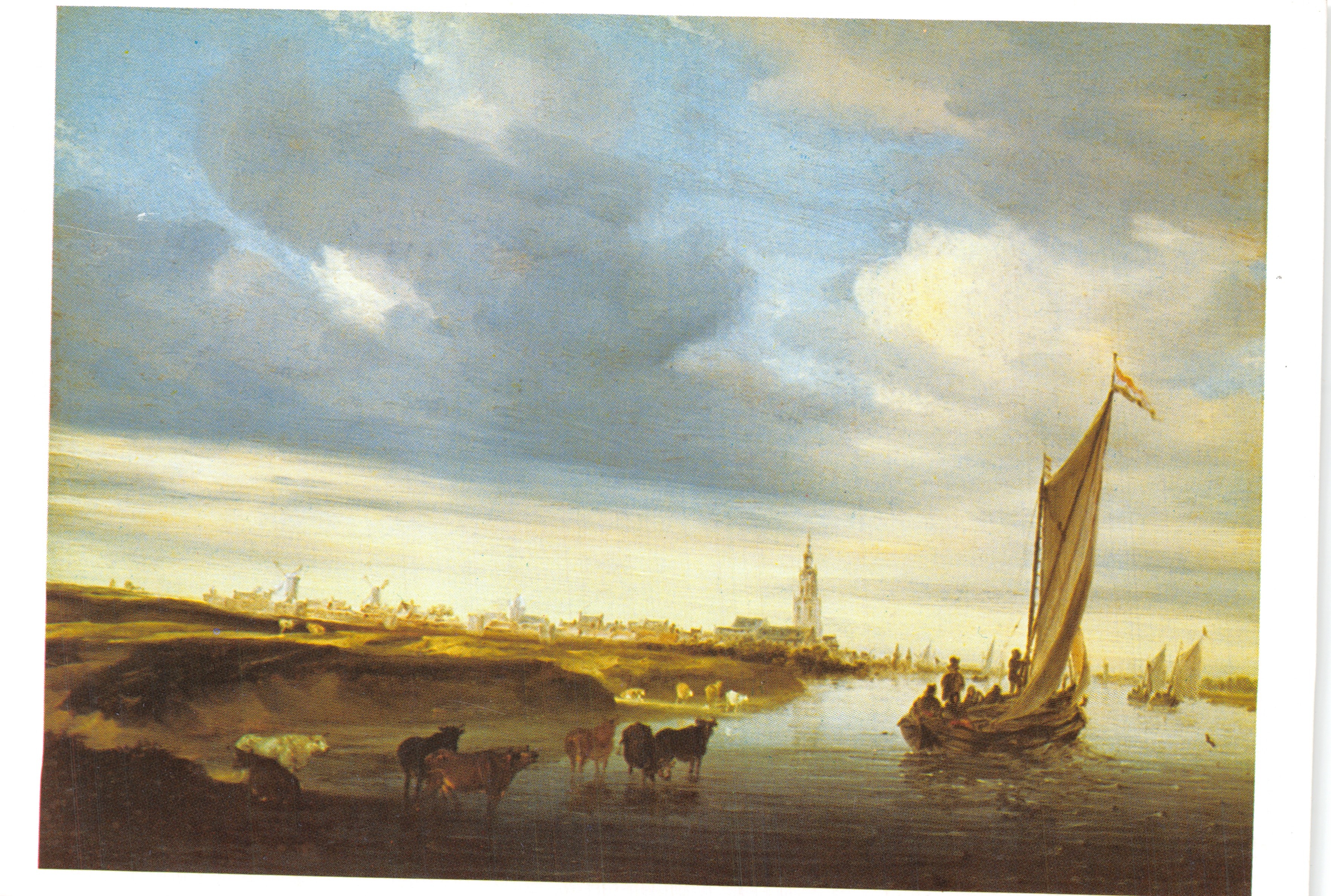 Uitzicht op Rhenen vanaf het westen — schilderij van Salomon van Ruisdael — uitgever THE NATIONAL GALLERY