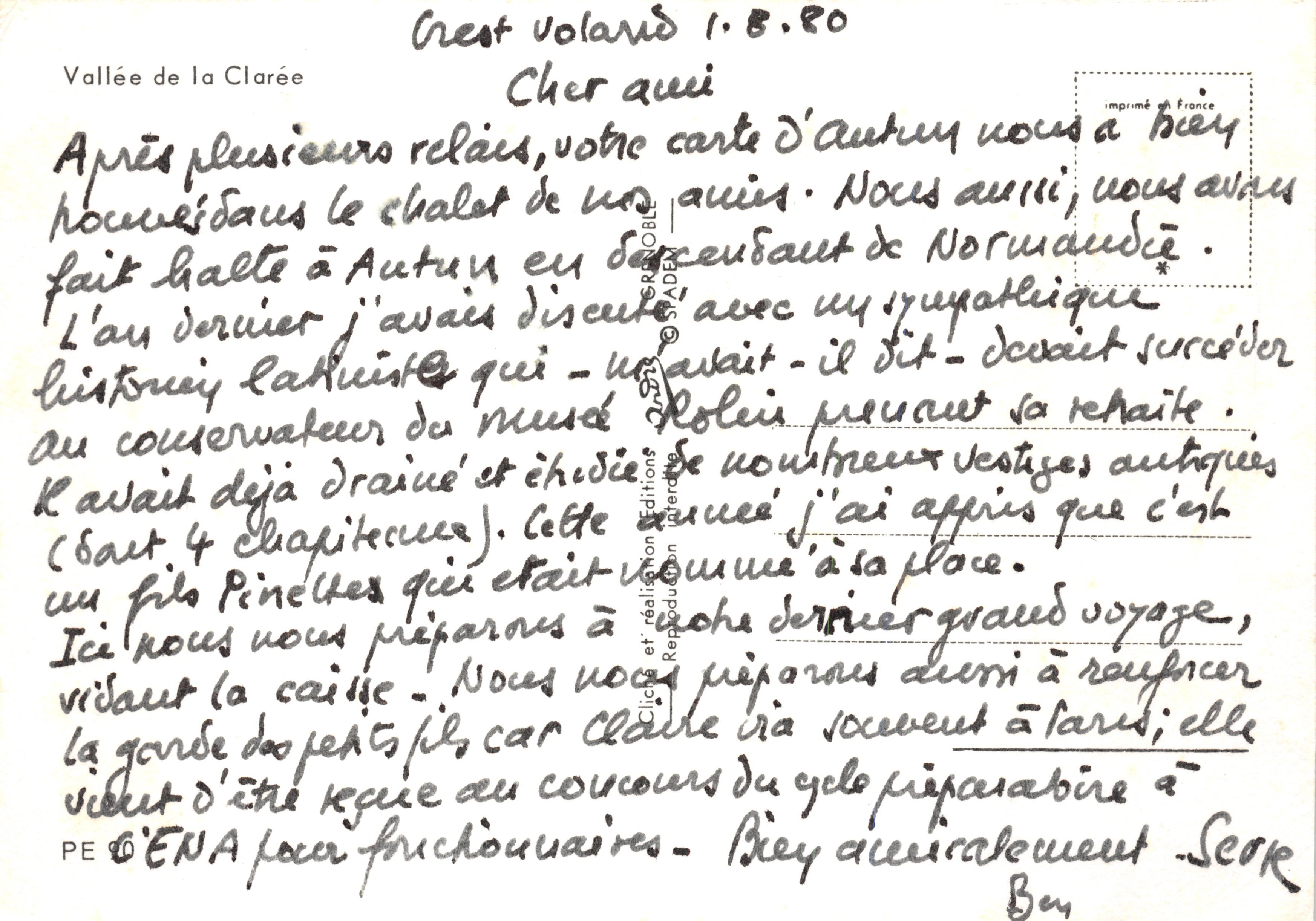 Valle della Clarée — paesaggio alpino con torrente e montagne innevate — editore Cliché e realizzazione Éditions Aden — Verso