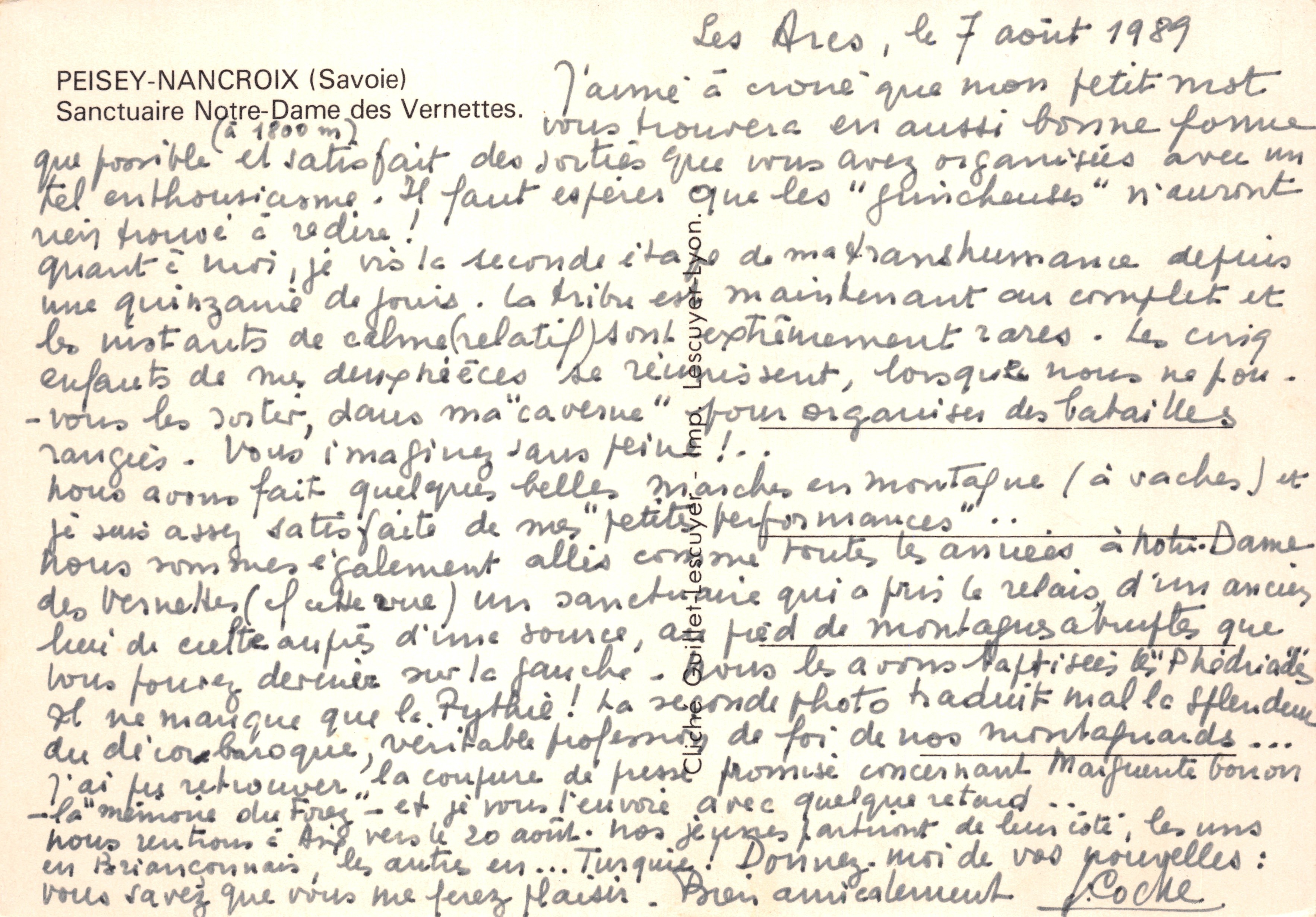 Sintklooster Notre-Dame des Vernettes — Peisey-Nancroix (Savoie) — uitgever: Cliché Guillet-Lescuyer — Achterkant