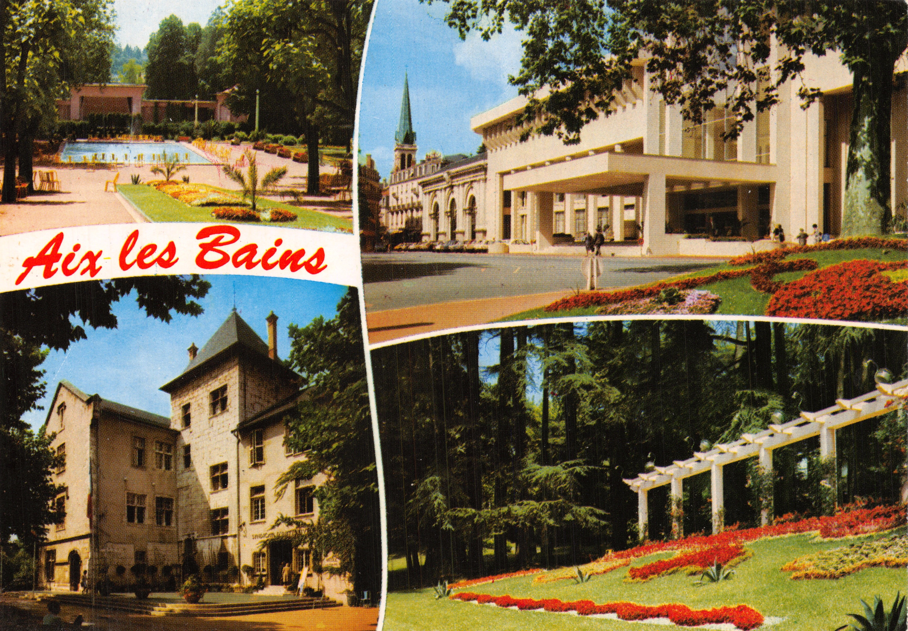Aix-les-Bains — vue panoramique des principaux édifices et jardins — Éditions DELLARD