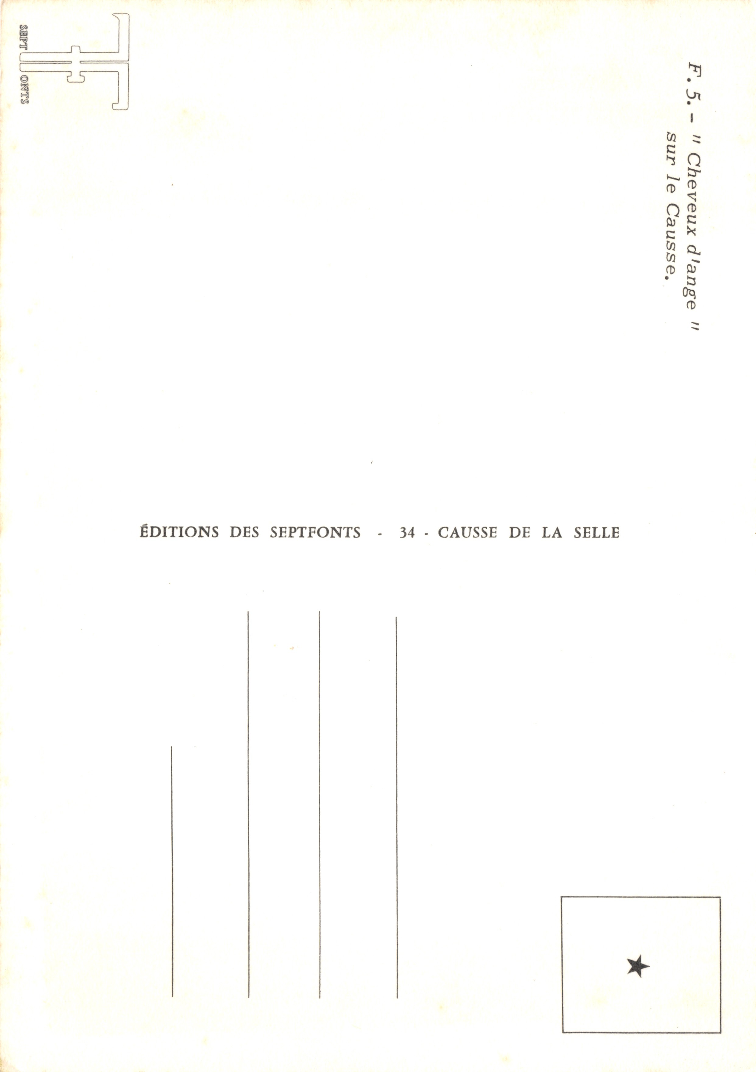Veld met pluizige gras — Plant met witte koren — ÉDITIONS DES SEPTFONTS, n° F.5 — Achterkant