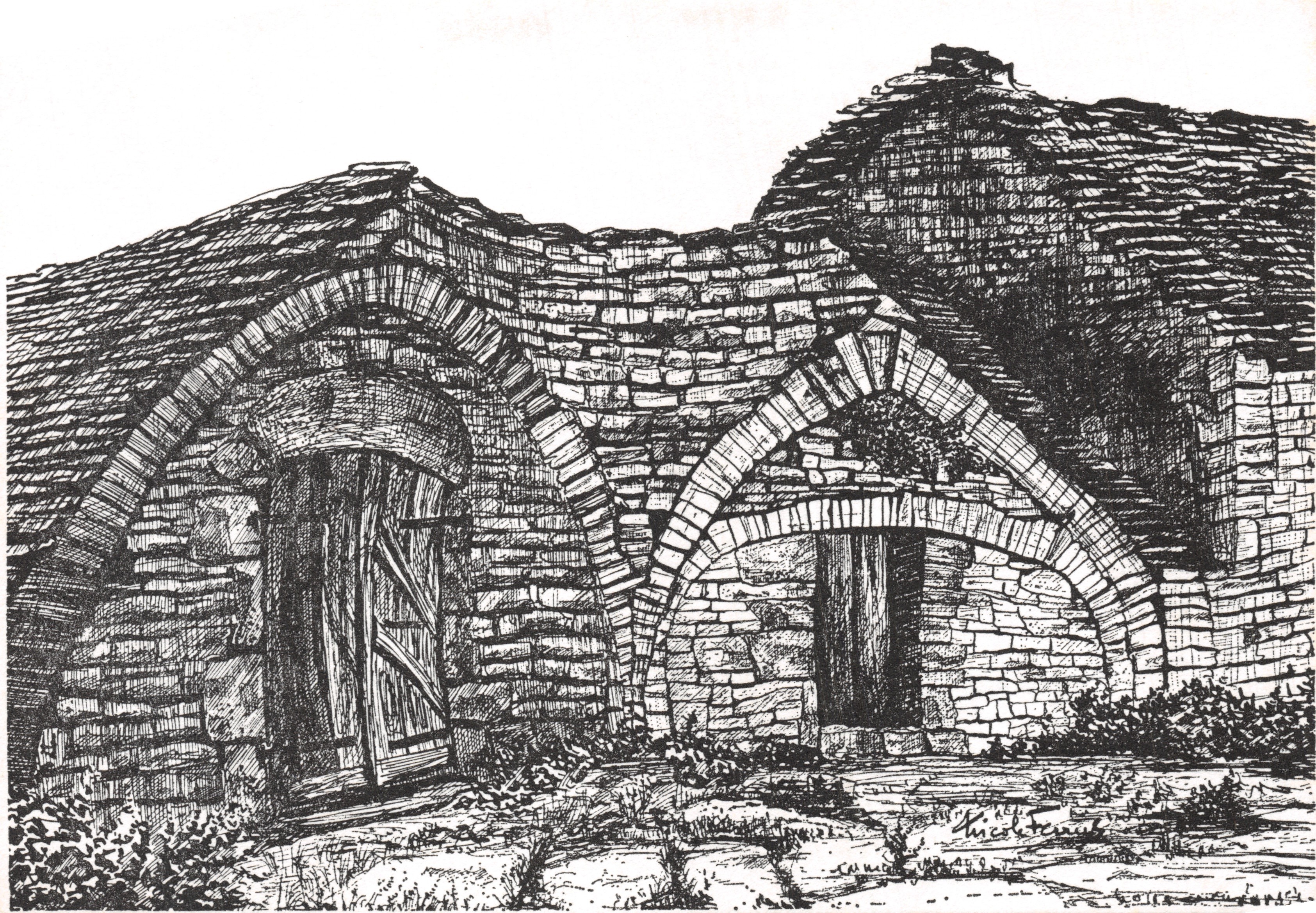 Sauveterre - Un angolo di paese — disegno di Émile Luce