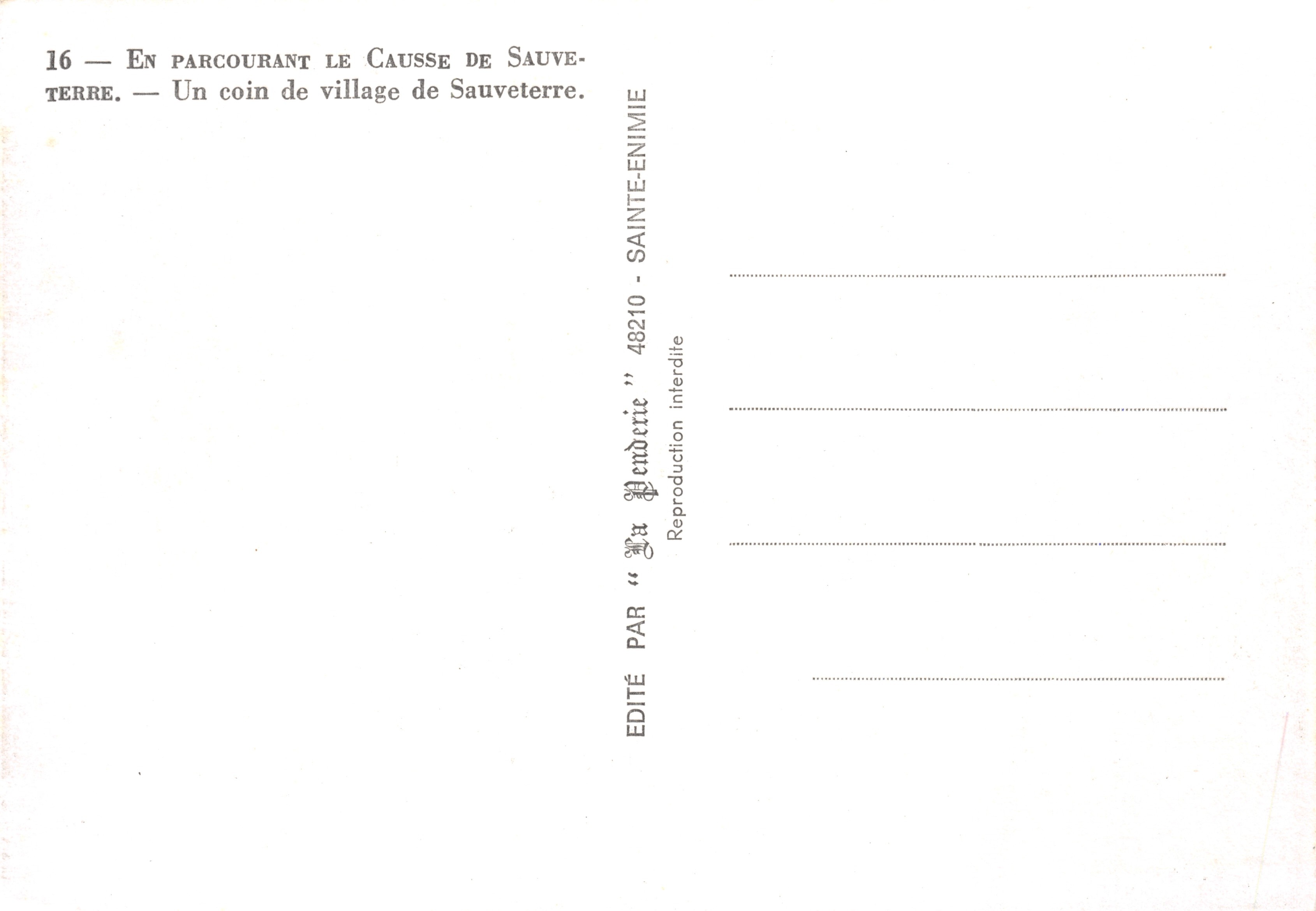 Sauveterre - Un angolo di paese — disegno di Émile Luce — Verso