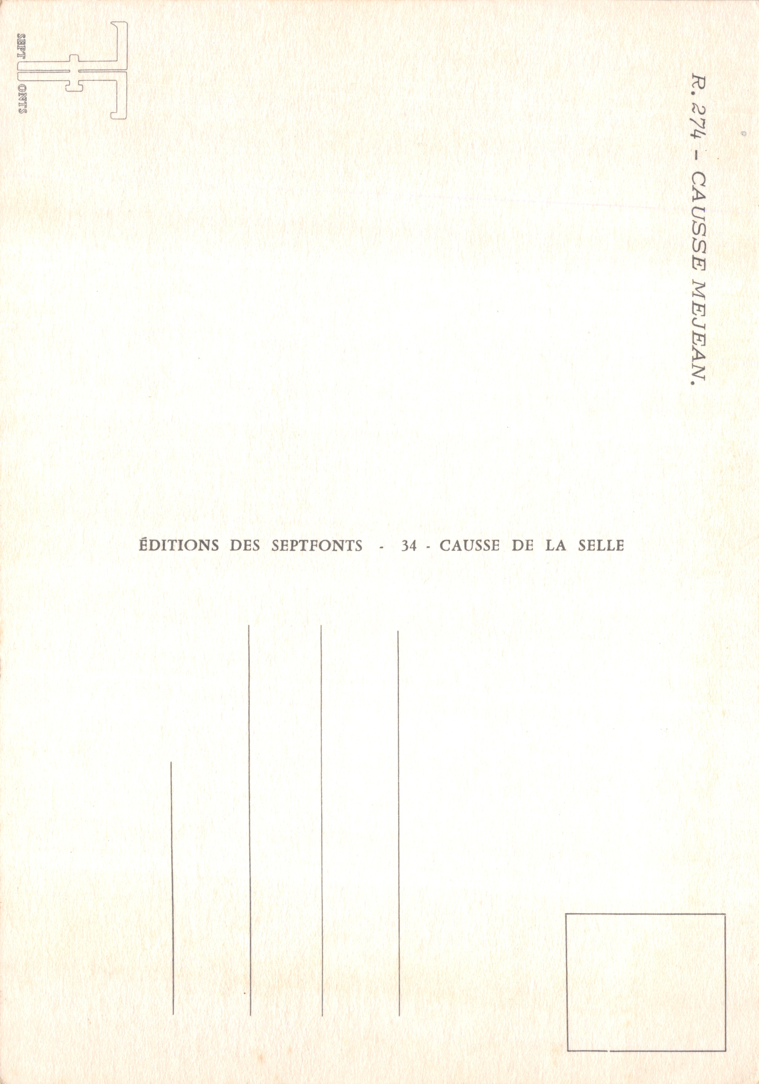 Causse de La Selle — landschap van bergen en velden — Éditions des Septfonts — Achterkant