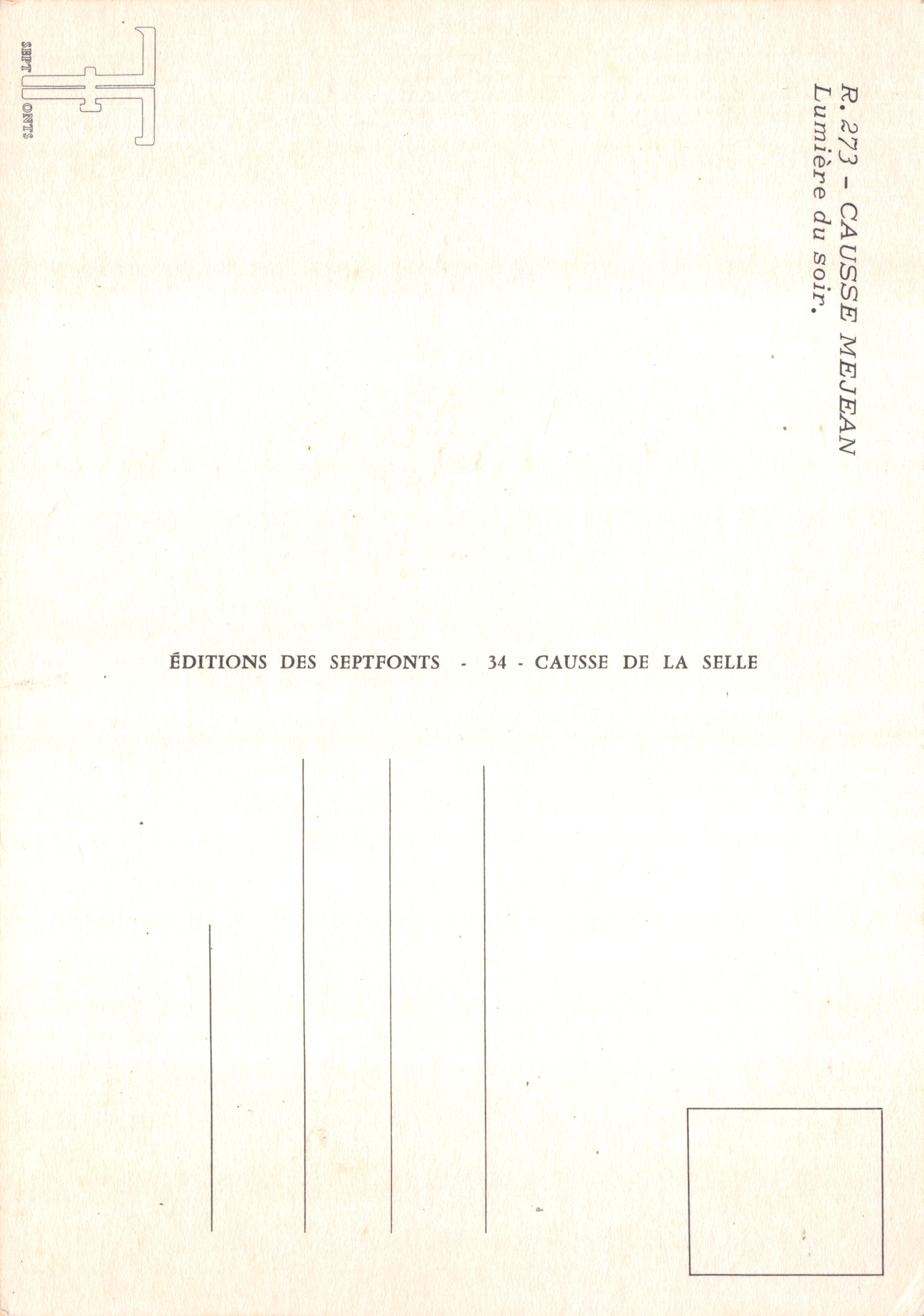 Światło wieczorne — krajobraz wzgórz i pól — Wydawnictwo Septfonths, nr R.273 — Rewers