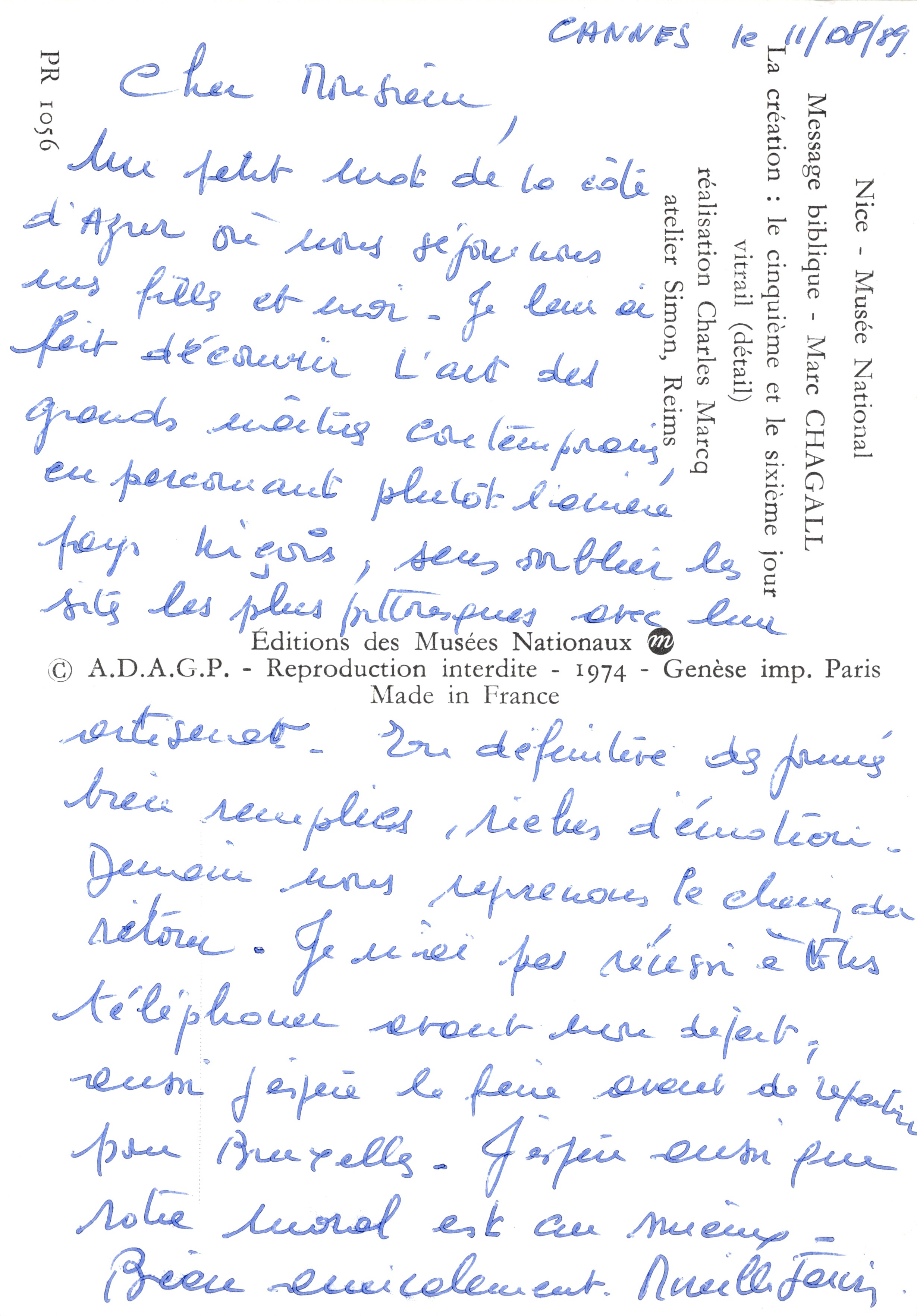 Vidriera abstracta — Obra de Marc Chagall — Éditions des Musées Nationaux — Reverso