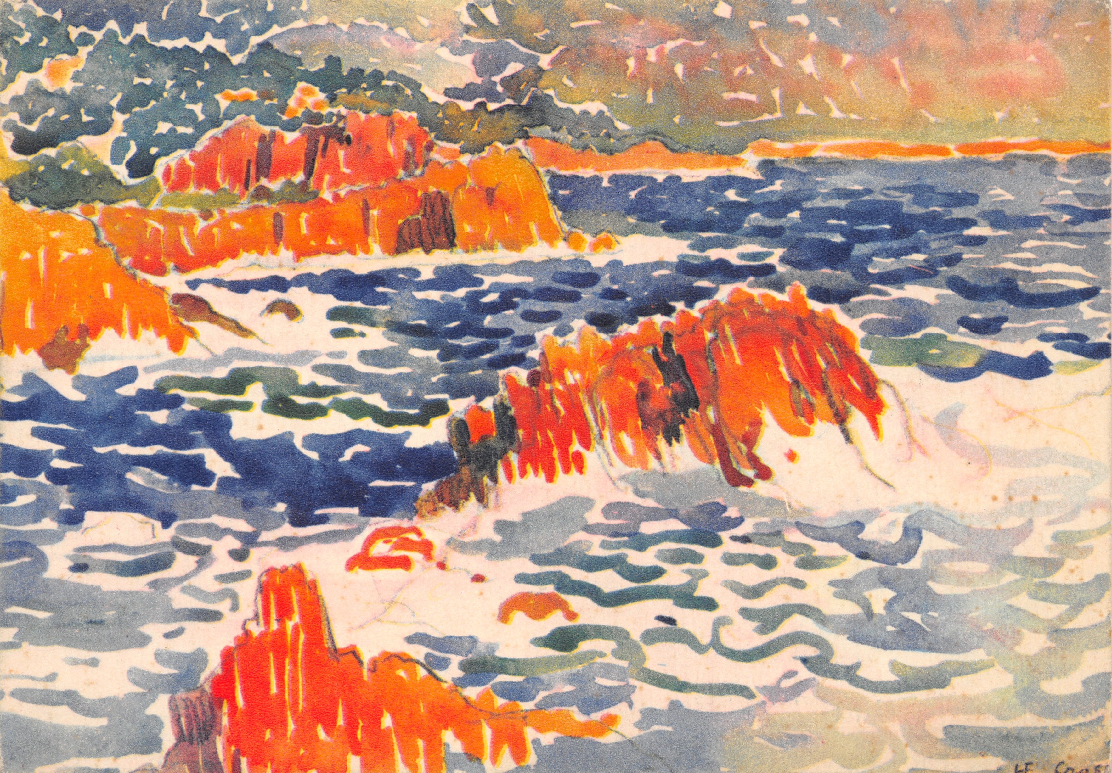 Rochers au Trayas — paysage côtier aux rochers rouges — H.-E. CROSS, n° 112