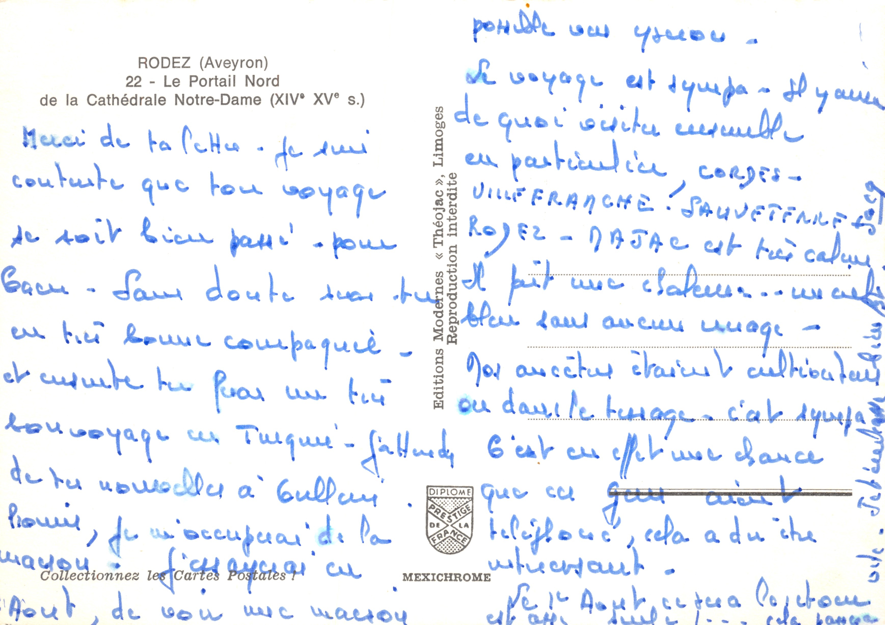 Rodez — Noordpoort van de Kathedraal Notre-Dame (XIVe-XVe e.) — Éditions Modernes « Théoljac » — Achterkant