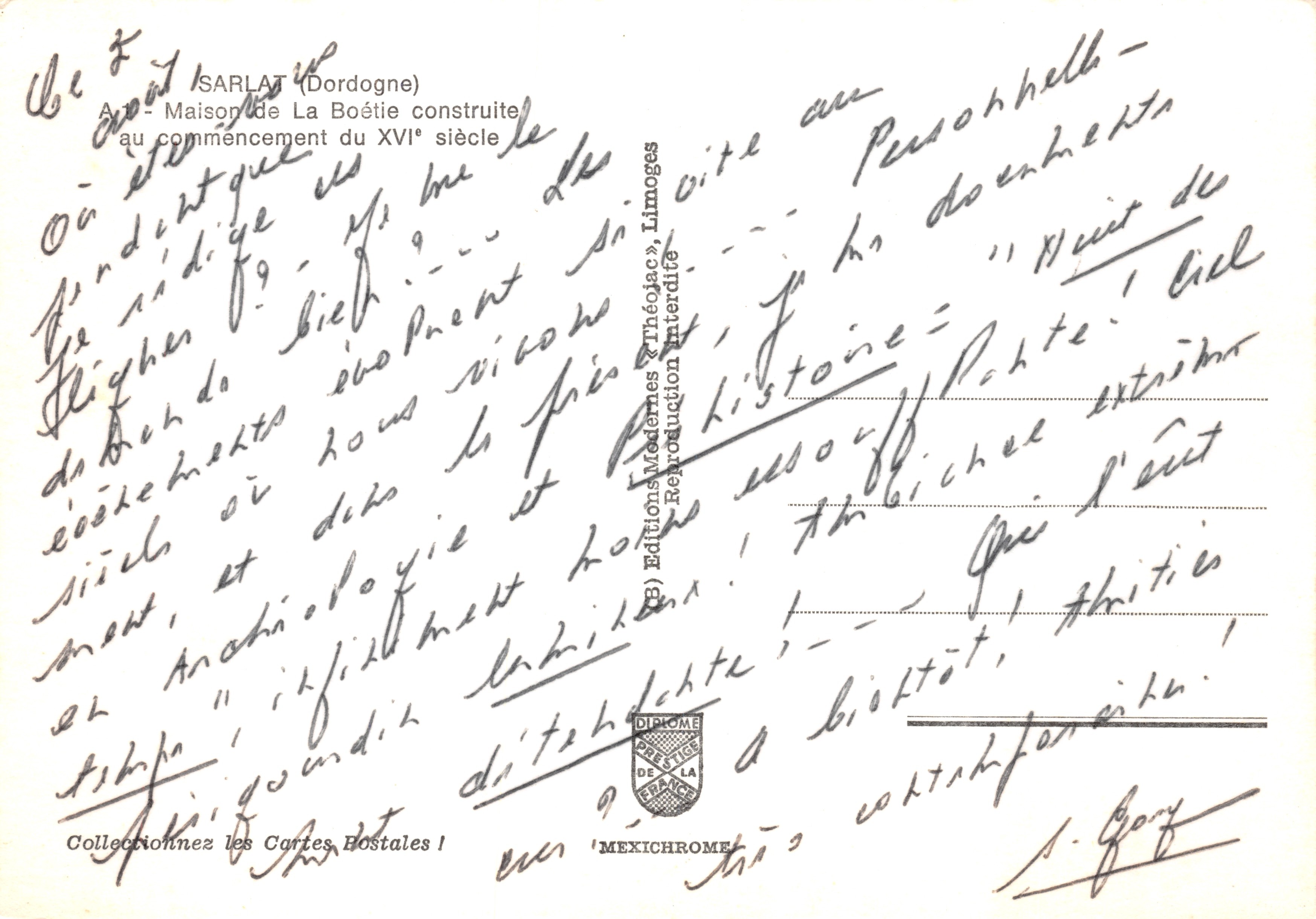 Sarlat (Dordogne) — Casa La Boétie, edificio histórico al comienzo del siglo XVI — Editor IRIS — Reverso