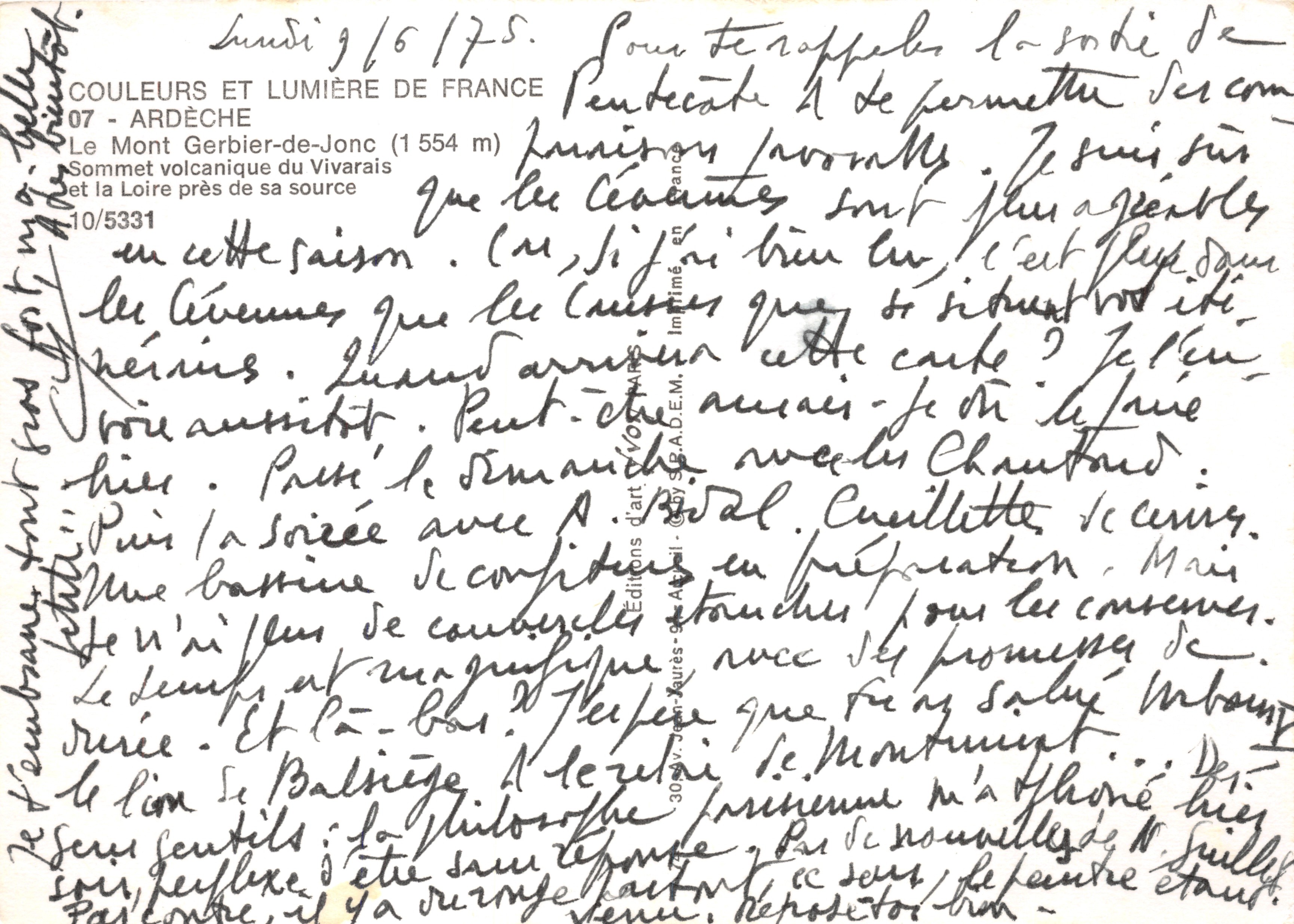 Le Mont Gerbier-de-Jonc — sommet volcanique près de la source de la Loire — Éditions d'Art VIVON — Achterkant
