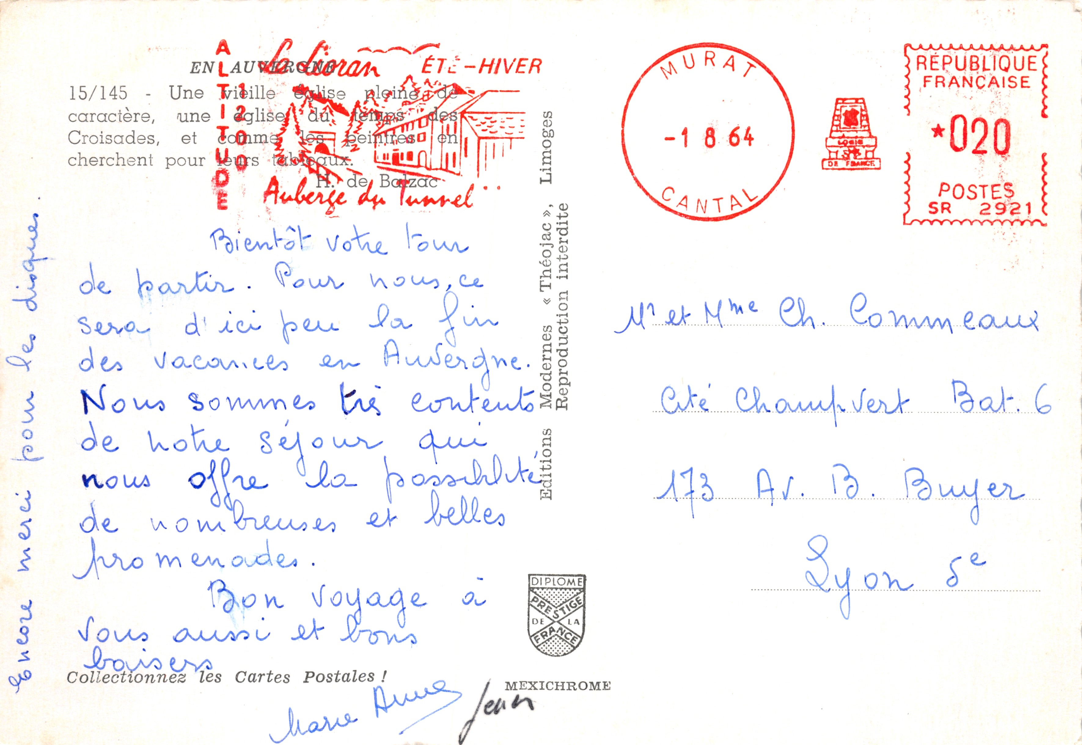 Chiesa dell'Auberge du Tunnel — Editore IRIS, n. 15/145 — Verso