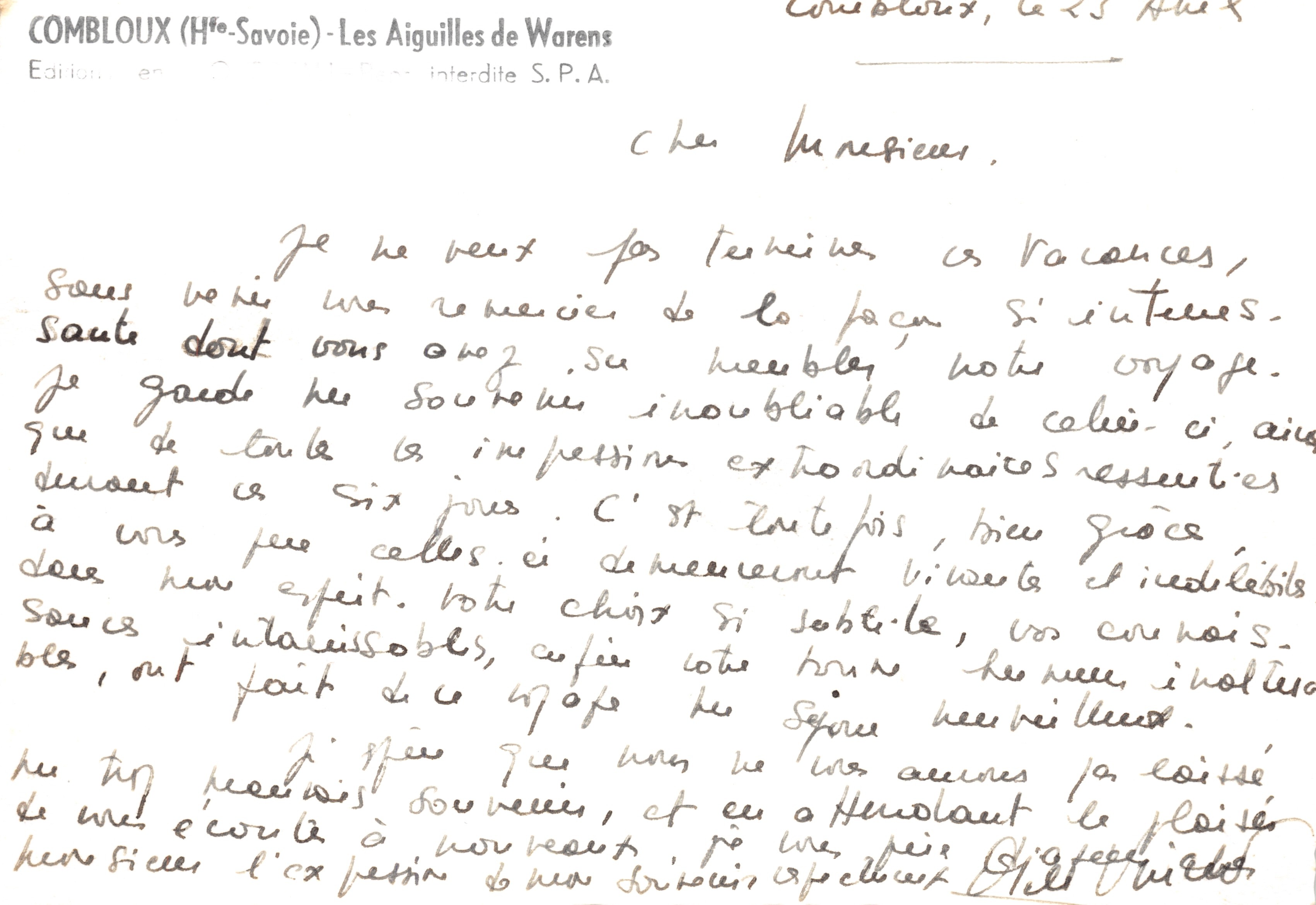 Combloux (Haute-Savoie) — Les Aiguilles de Waren (Aiguille interdite) — Édition S.P.A. — Verso