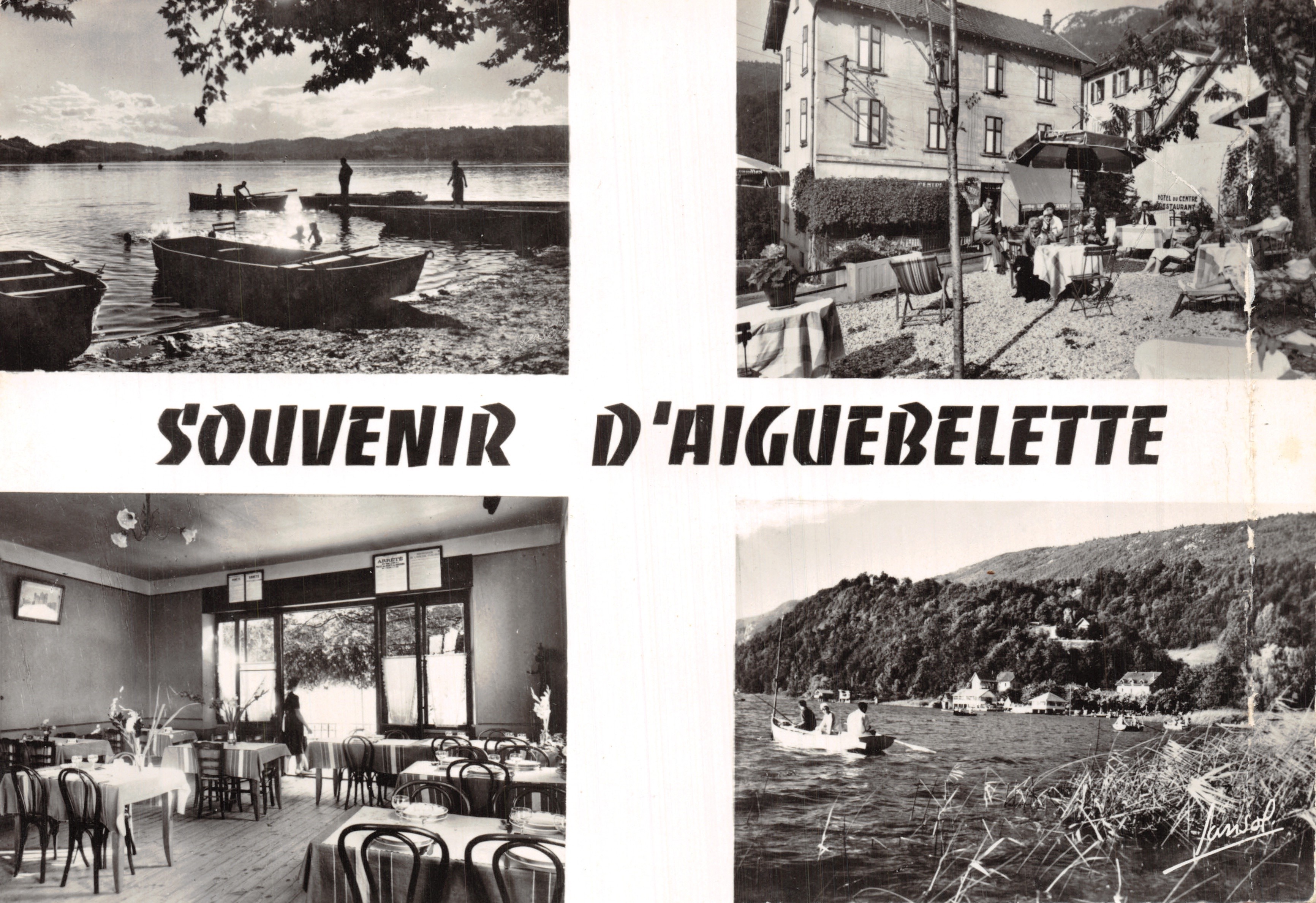 Aiguebelette — uitzicht op het meer, hotel, restaurant en landschap — Souvenir d'Aiguebelette, uitgever Jansol