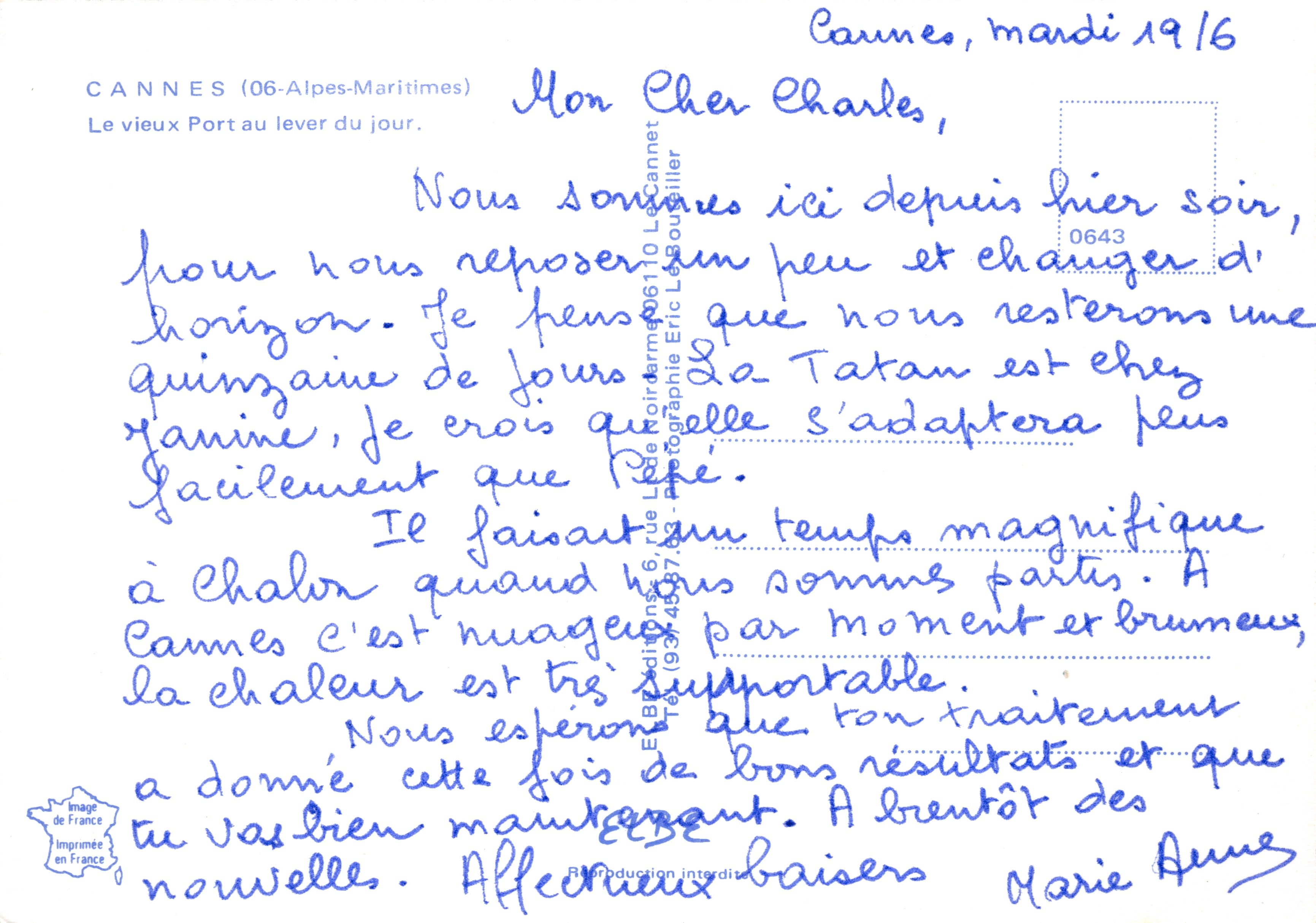 Cannes — Le vieux Port au lever du jour — Éditions Eric Le Bouliller — Achterkant