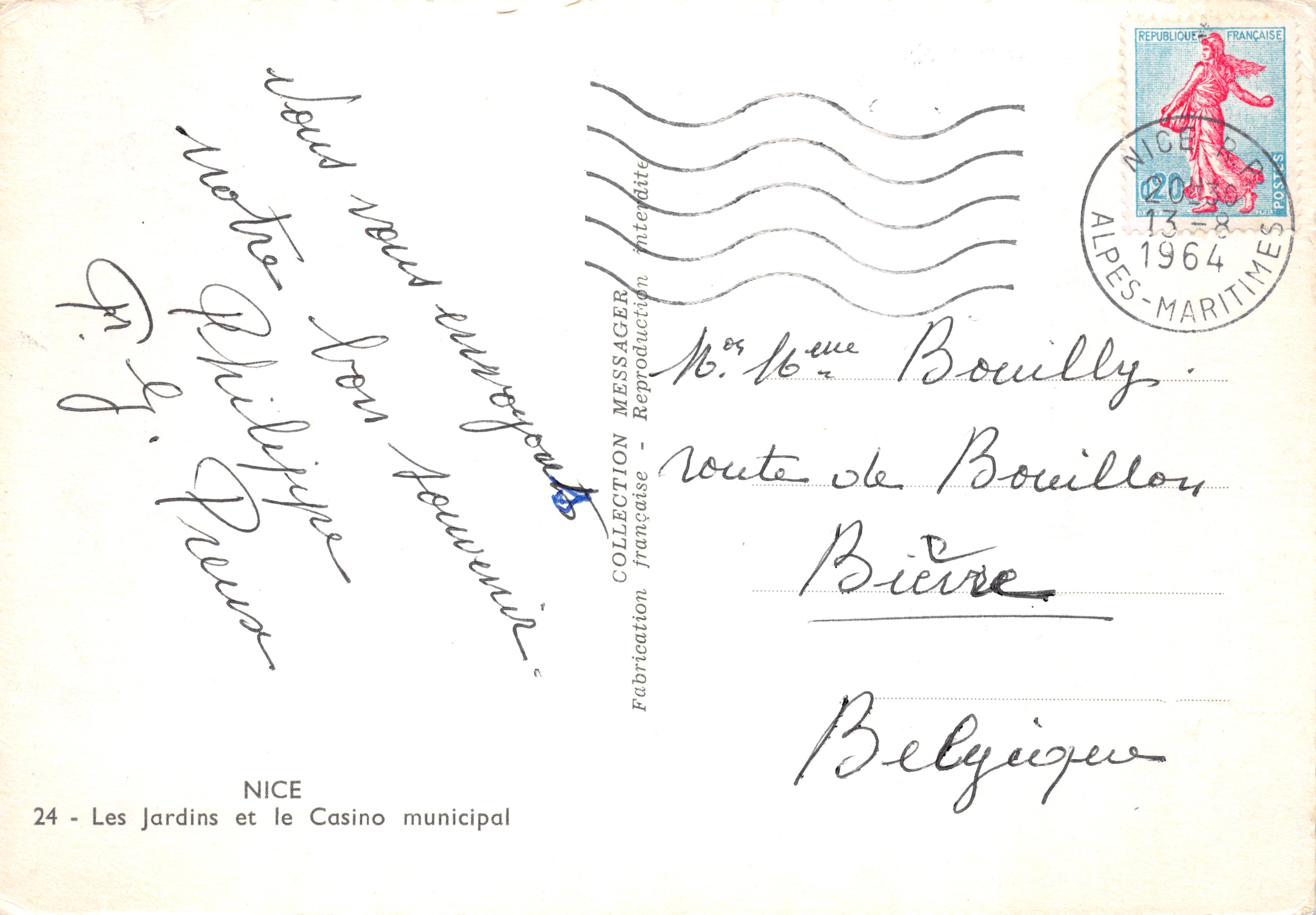 Nice — Die Gärten und das Municipale Casino — Verlag: Collection Messager — Rückseite
