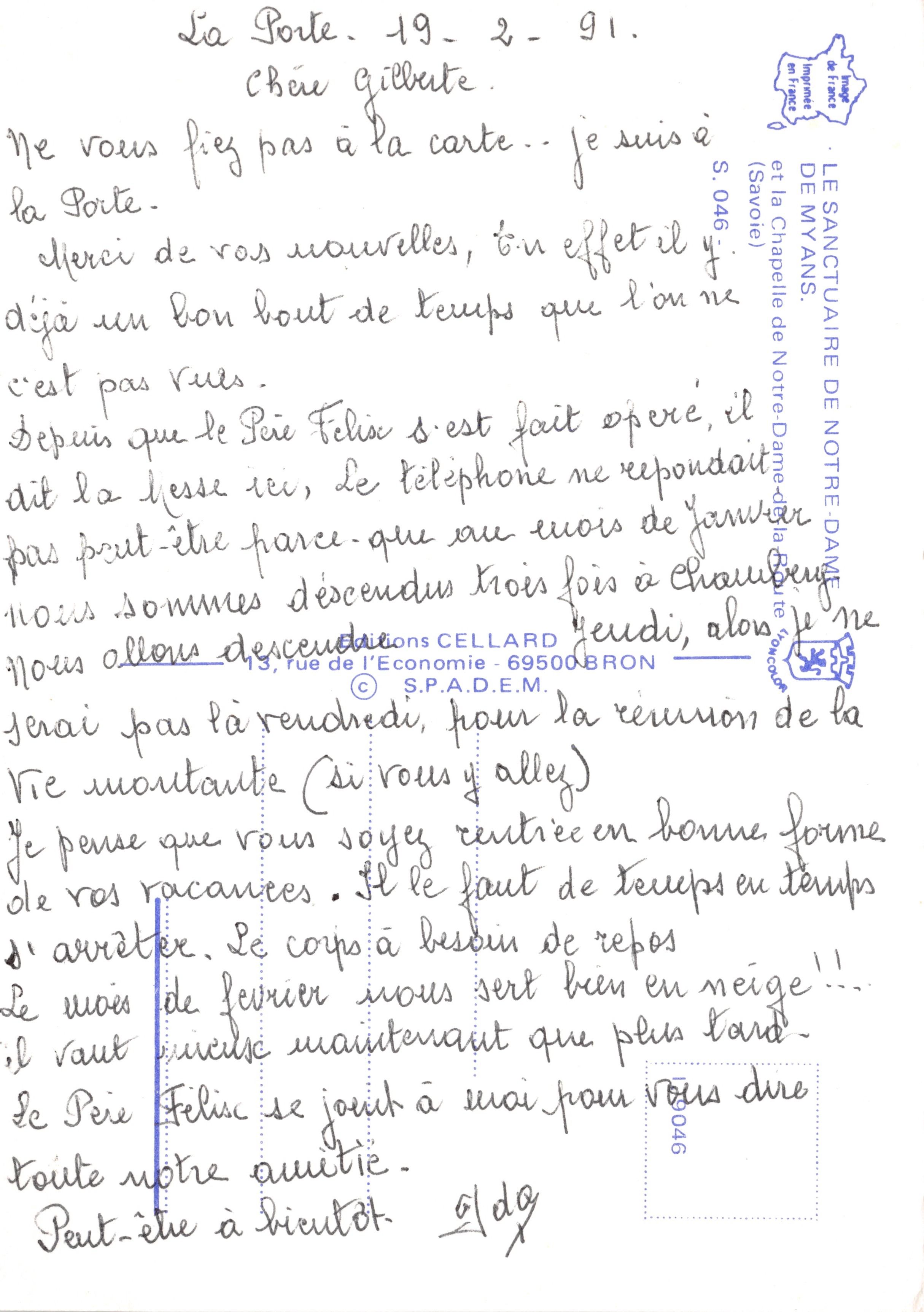 Notre Dame de Myans — Wallfahrtskirche und religiöses Gebäude — Verlag S.P.A.D.E.M. n° S.046 — Rückseite