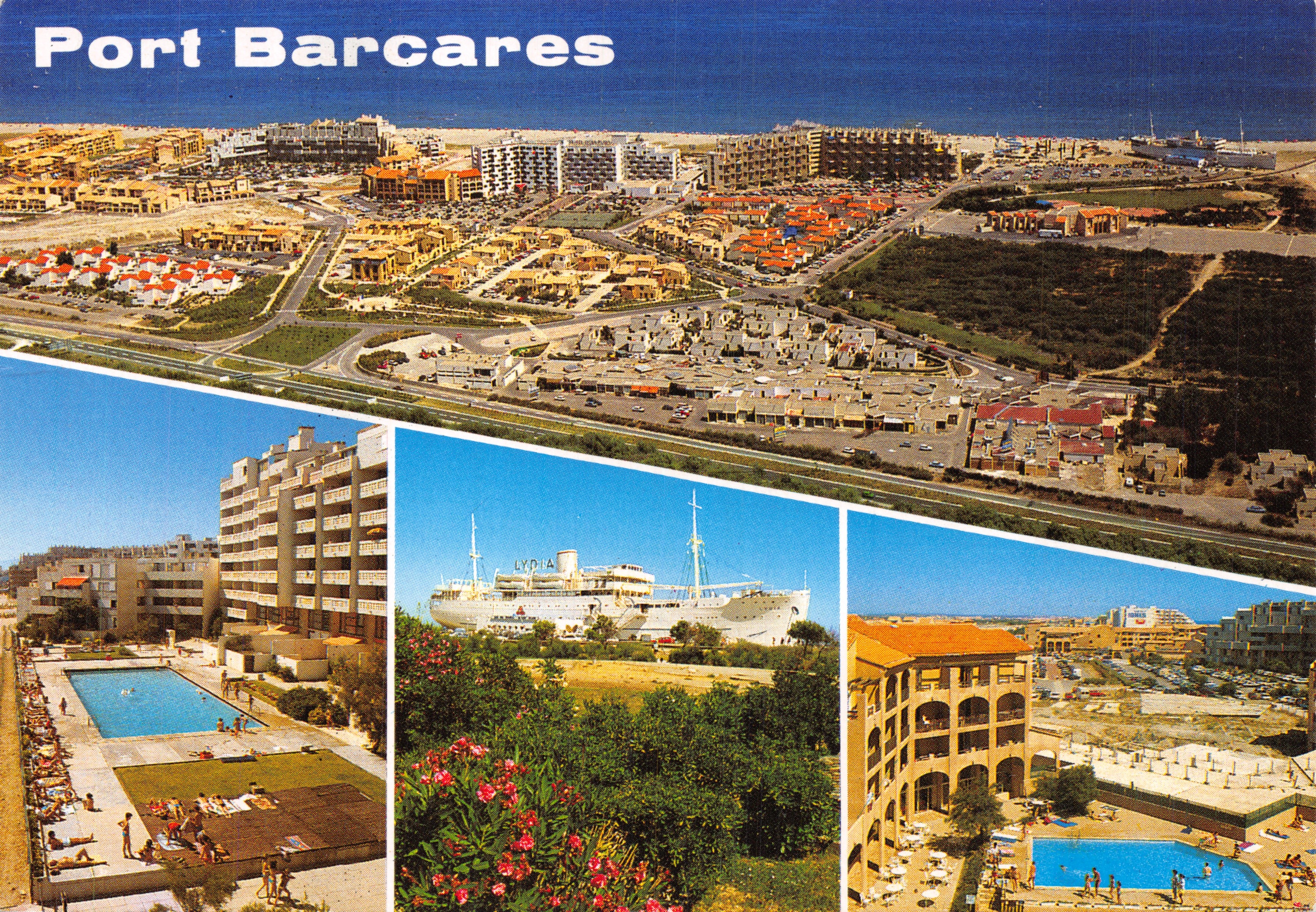 Port Barcarenes — vista aérea y escenas de playa con el barco LYDIA — editor DA FOTOCOLOR KODAK EKTACHROME