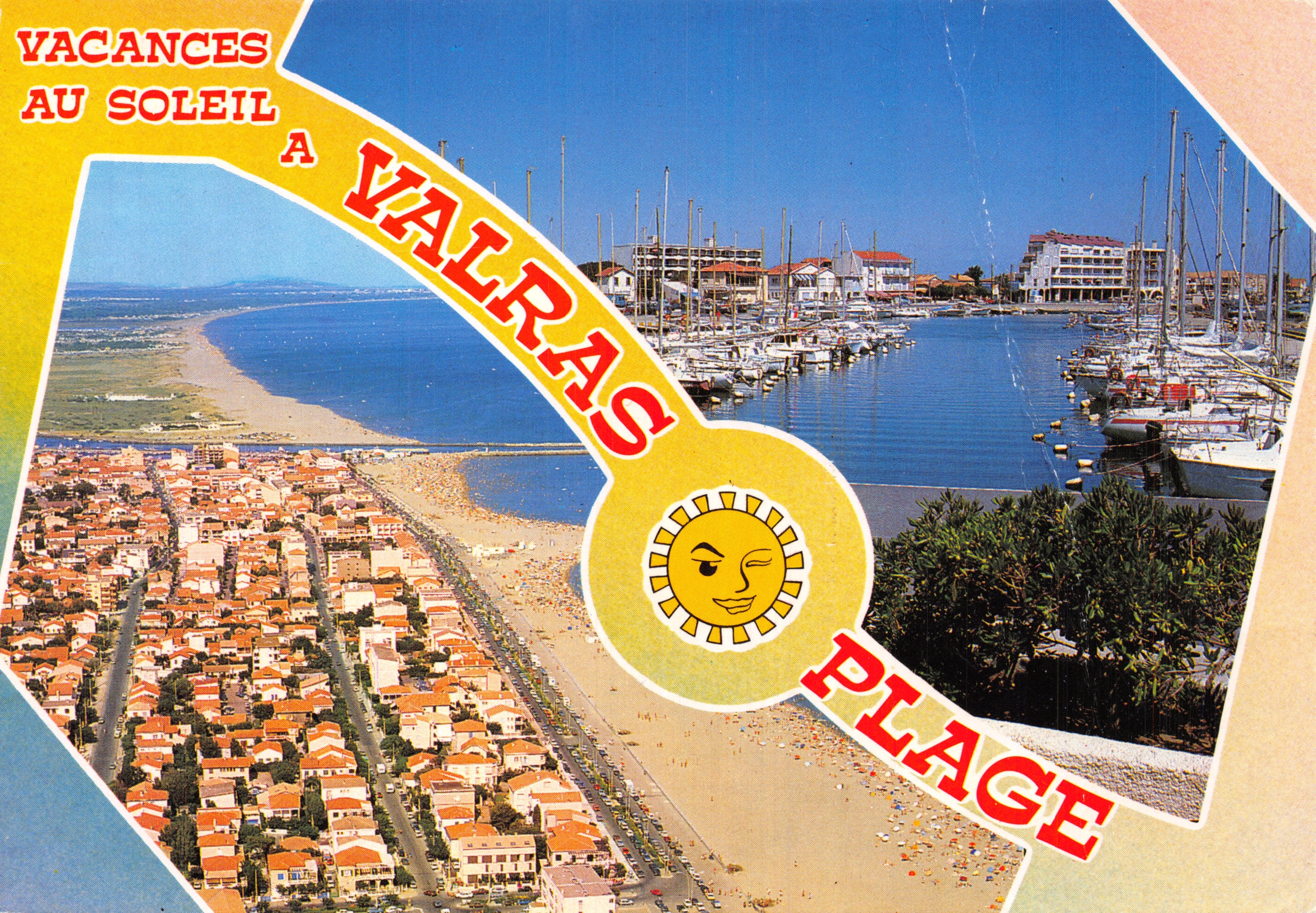 Valras Plage — aerial view of the port and beach — publisher S.A. Cartes Postales Axa-Poux