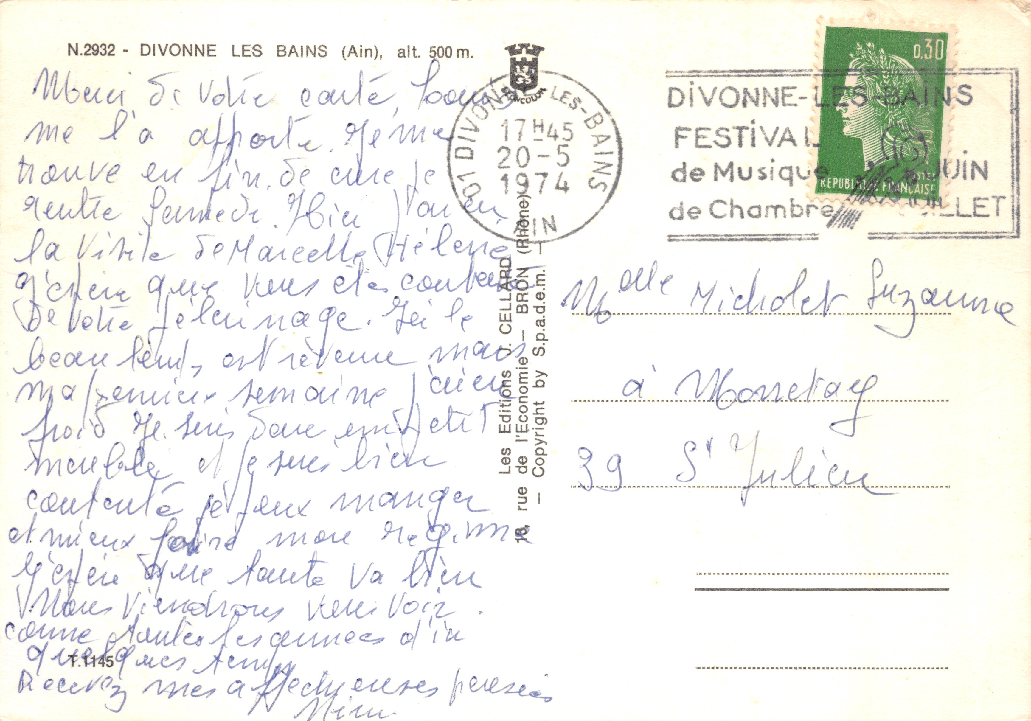 Divonne-les-Bains — vista generale e siti turistici — editore Les Éditions J. Cellard — Verso