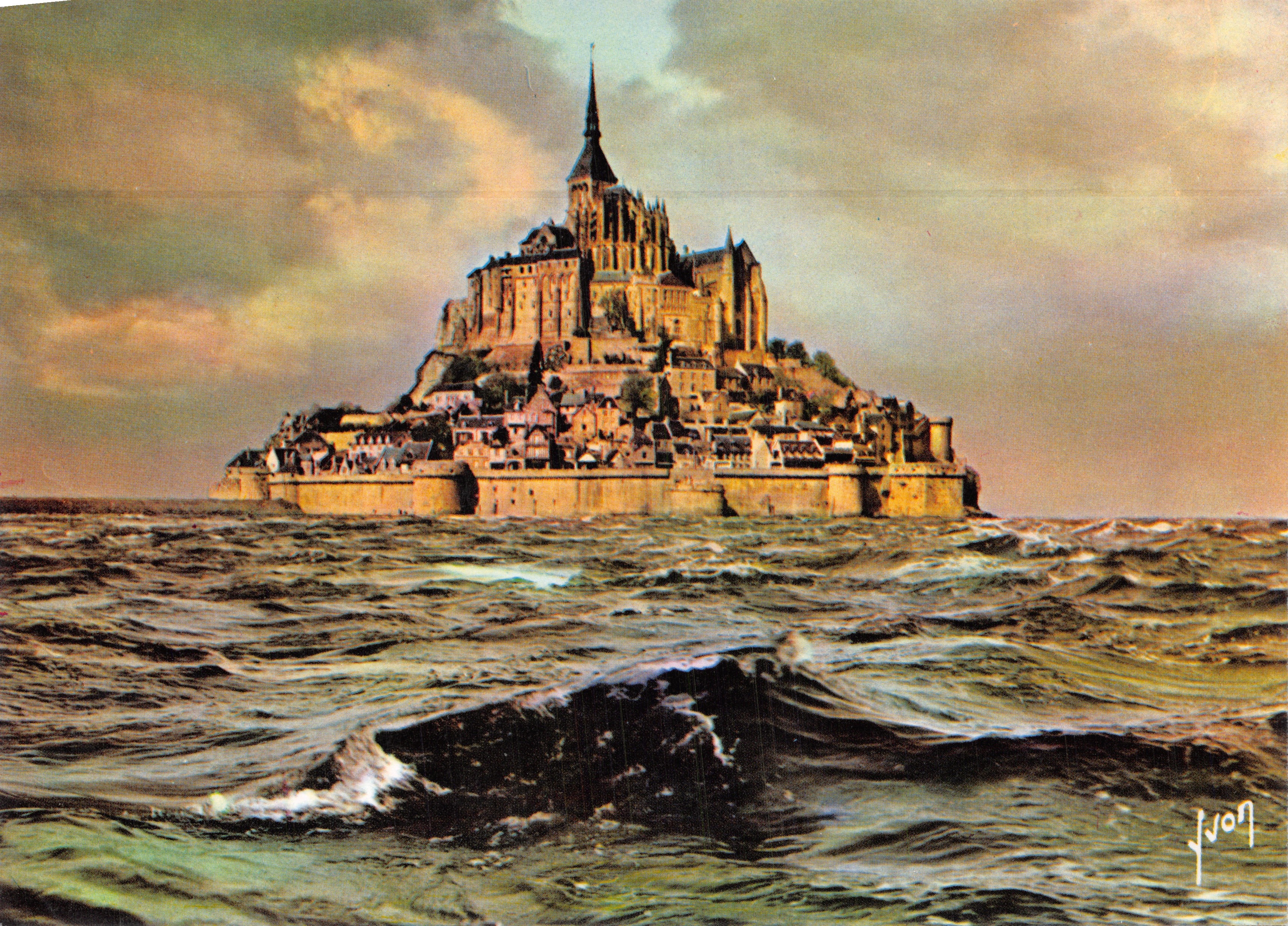 Mont-Saint-Michel — vista de la isla al amanecer — Yvon