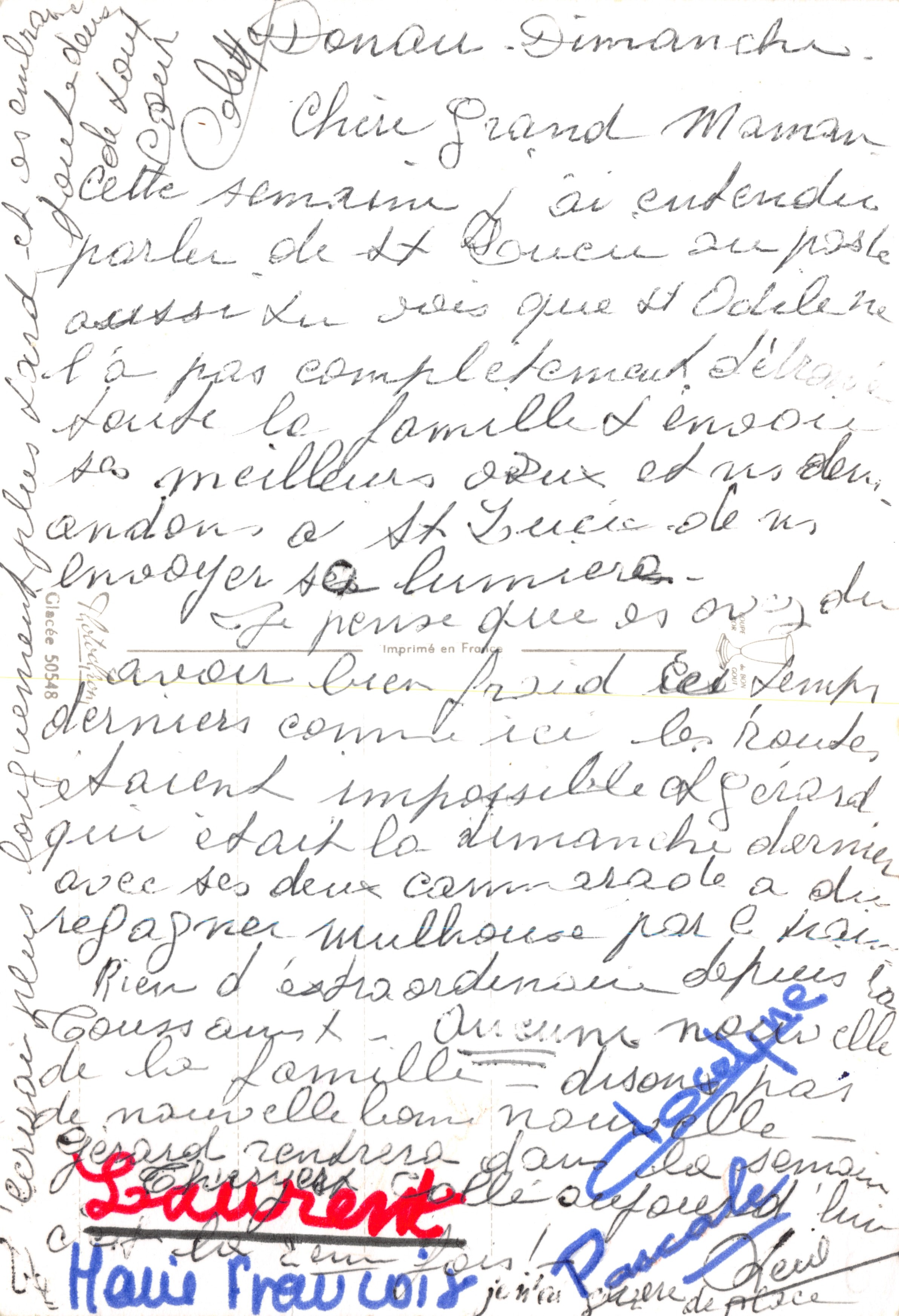 Bouquet de fleurs — boîte jaune ornée d'un grand nœud rouge — éditeur 'Bonheur' imprimé sur la carte — Reverso