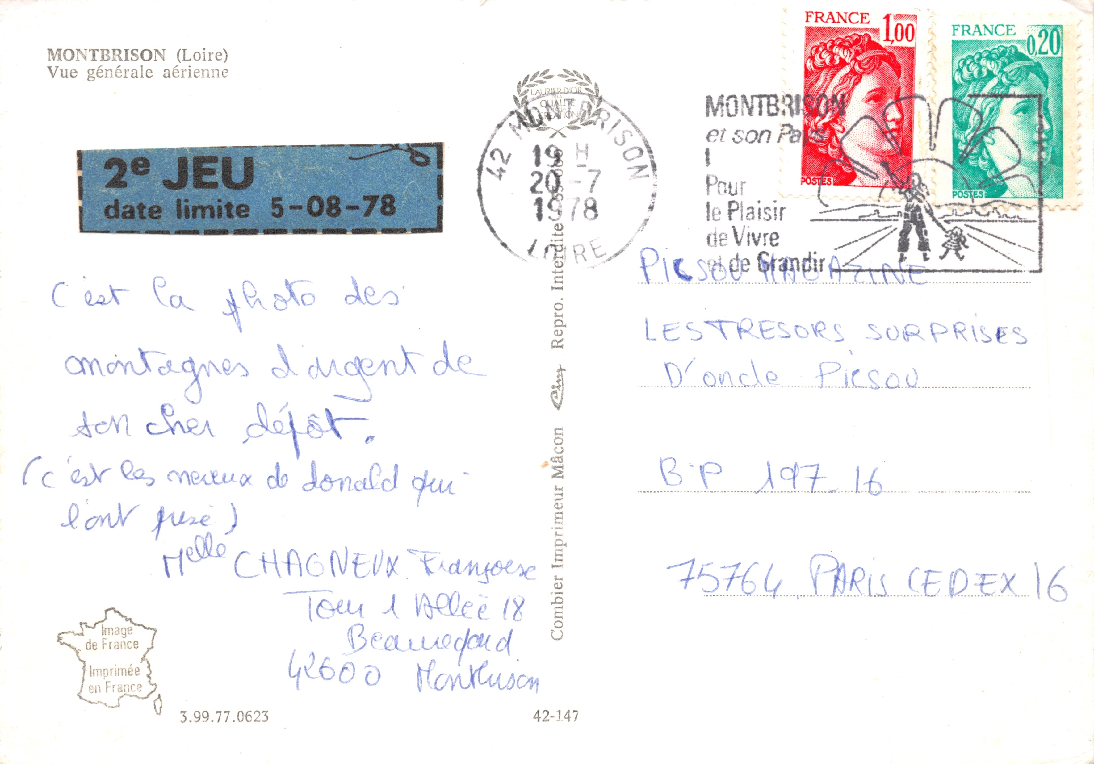 Montbrison (Loire) — algemene luchtfoto — Imprimeur Combiér — Achterkant