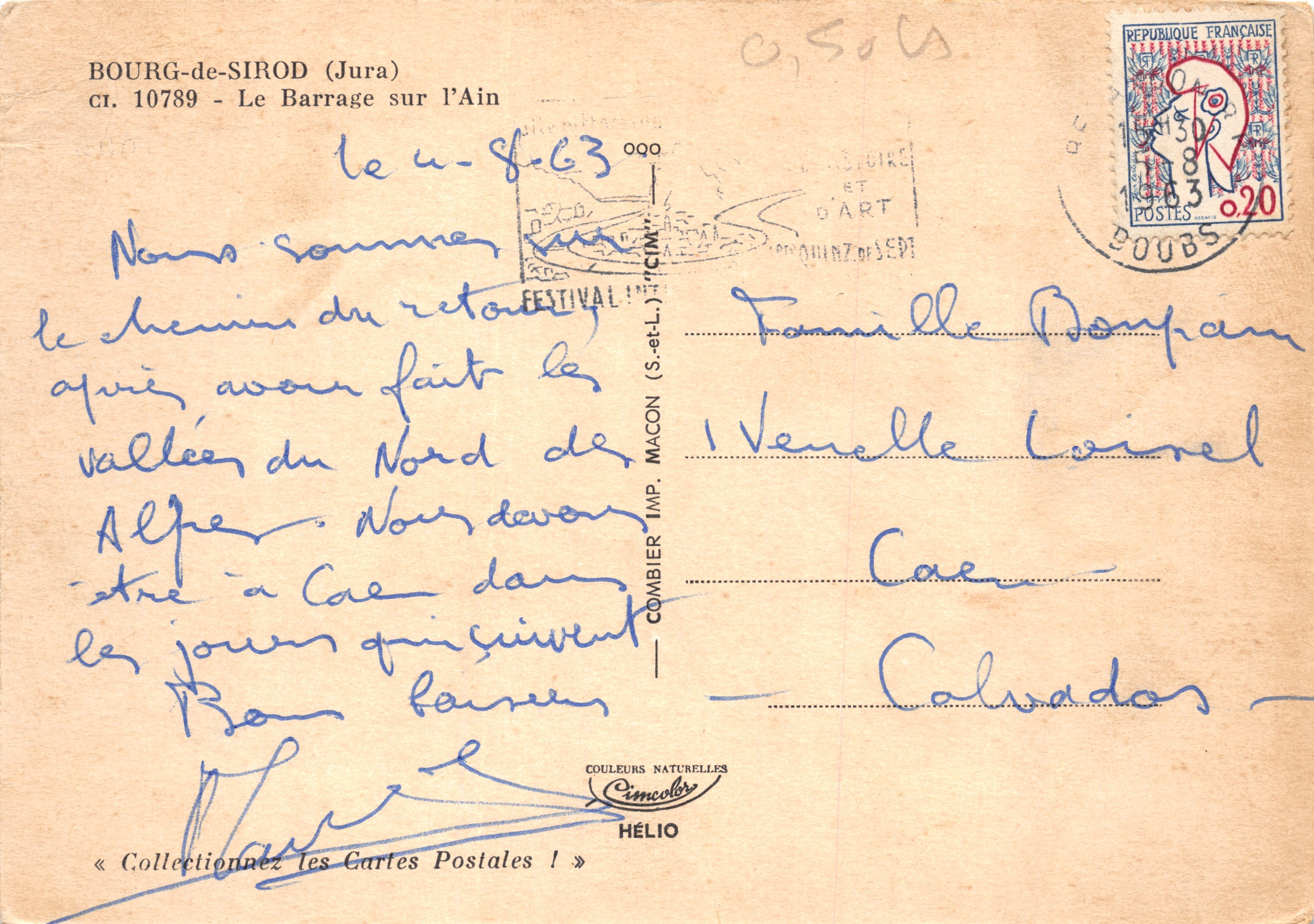 Bourg-de-Sirod (Jura) — The dam on the Ain — publisher Combier Imp. Macon (s.-et-l.) — Back